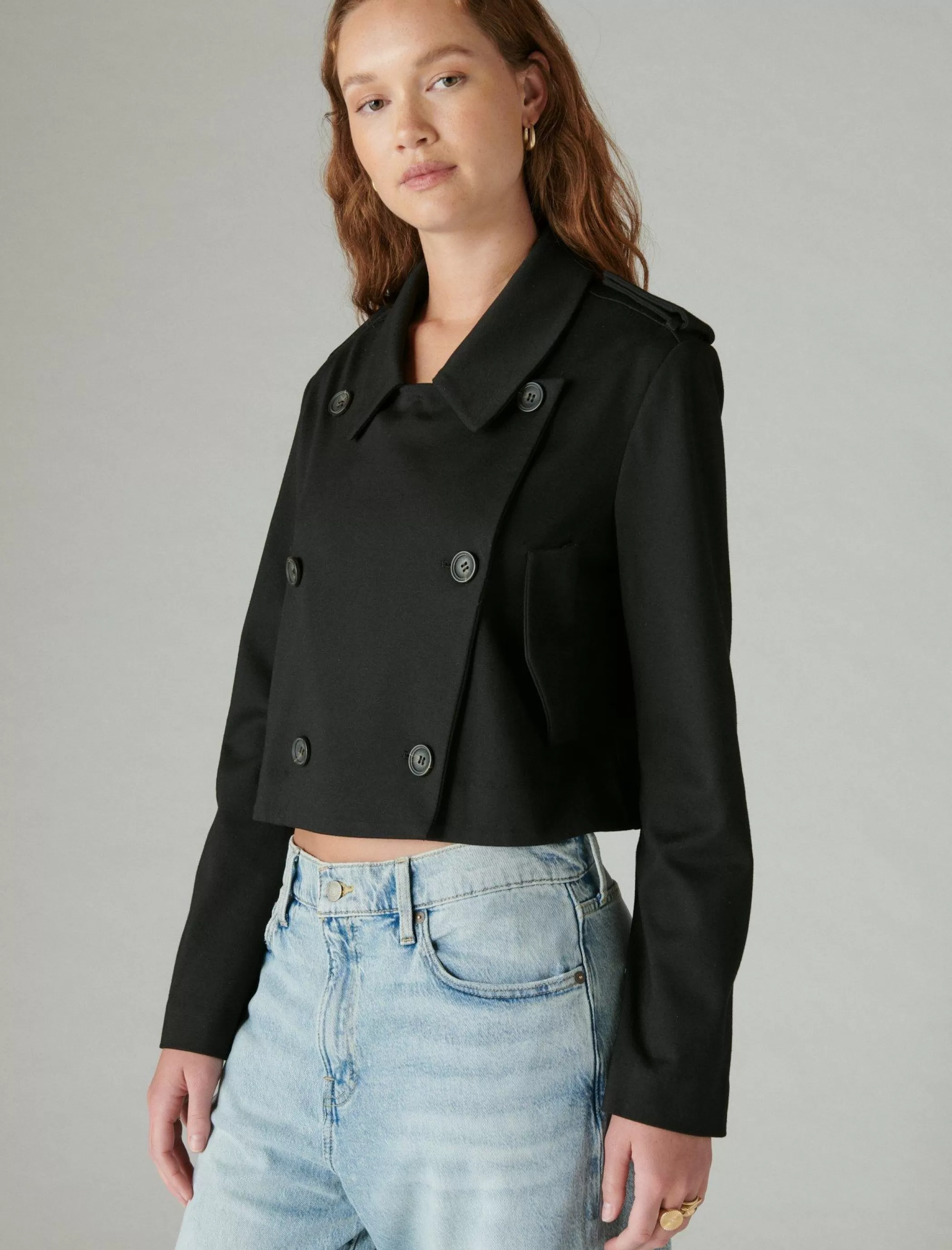 Lucky Brand Jackets & Outerwear*cropped ponte blazer deep black