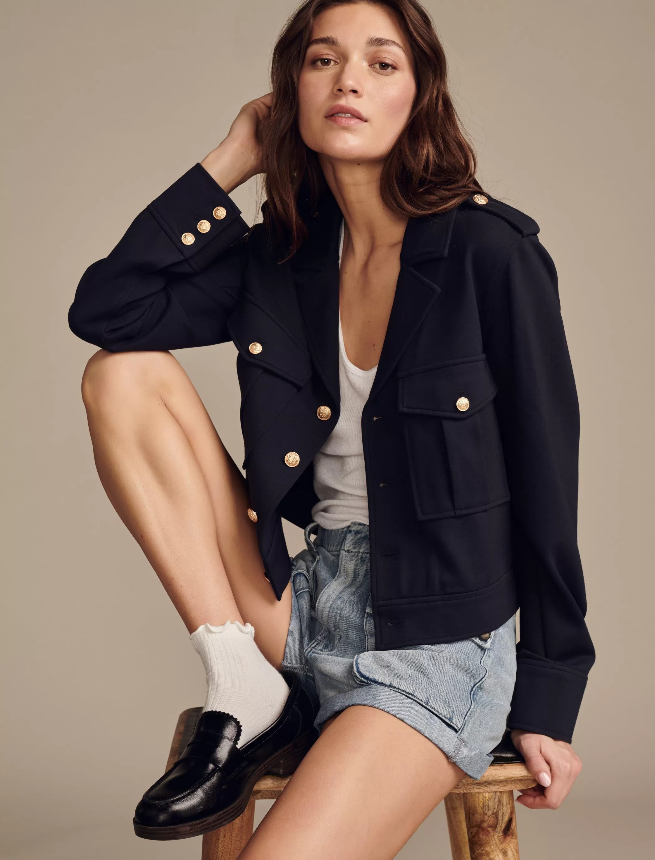 Lucky Brand Jackets & Outerwear*cropped ponte jacket navy