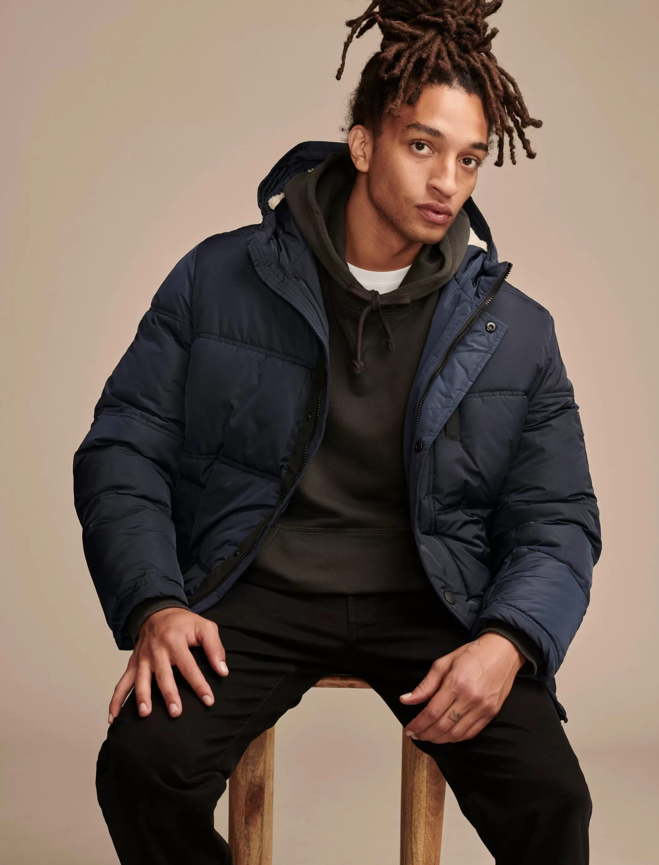 Lucky Brand Jackets & Outerwear*davis hooded puffer navy