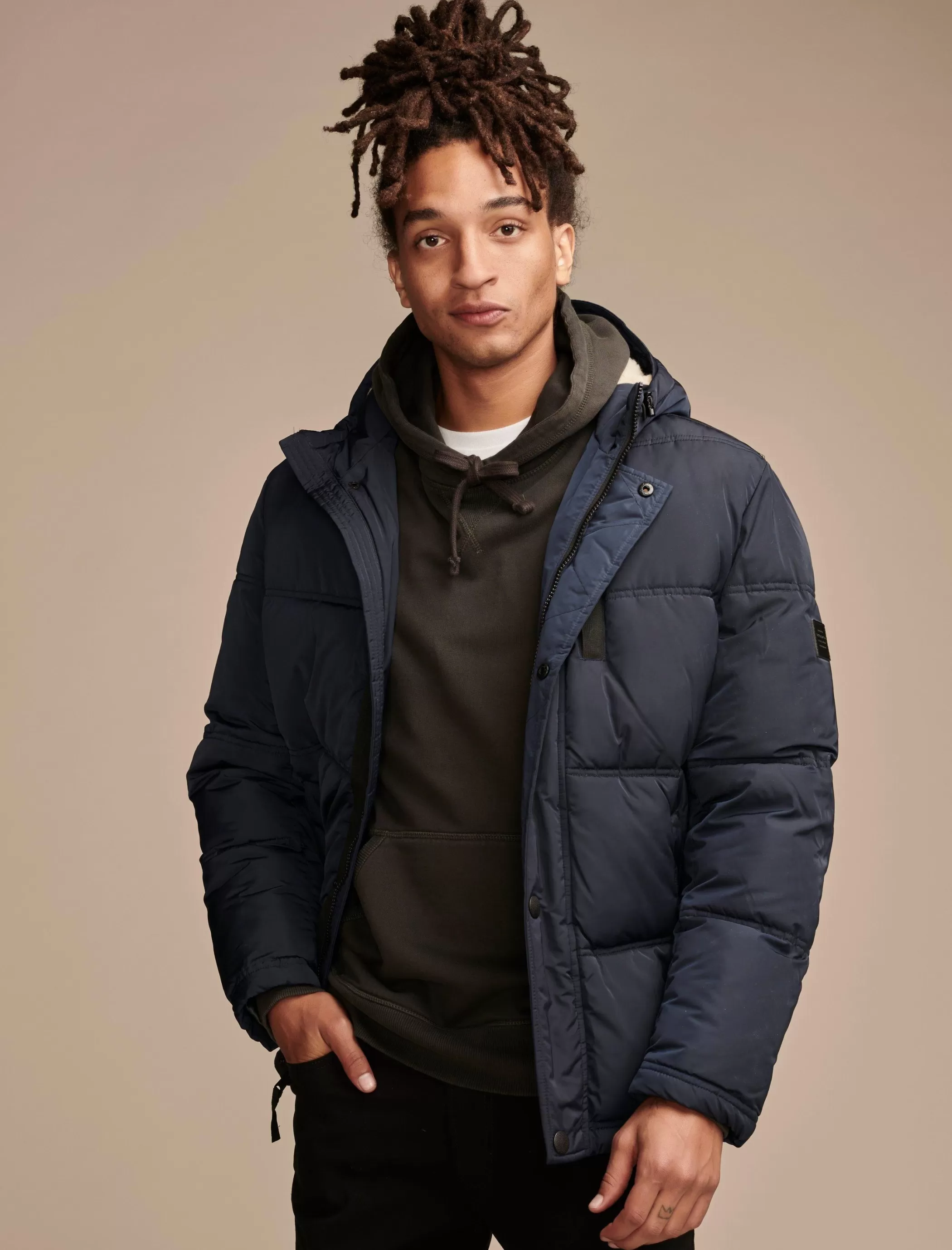 Lucky Brand Jackets & Outerwear*davis hooded puffer navy