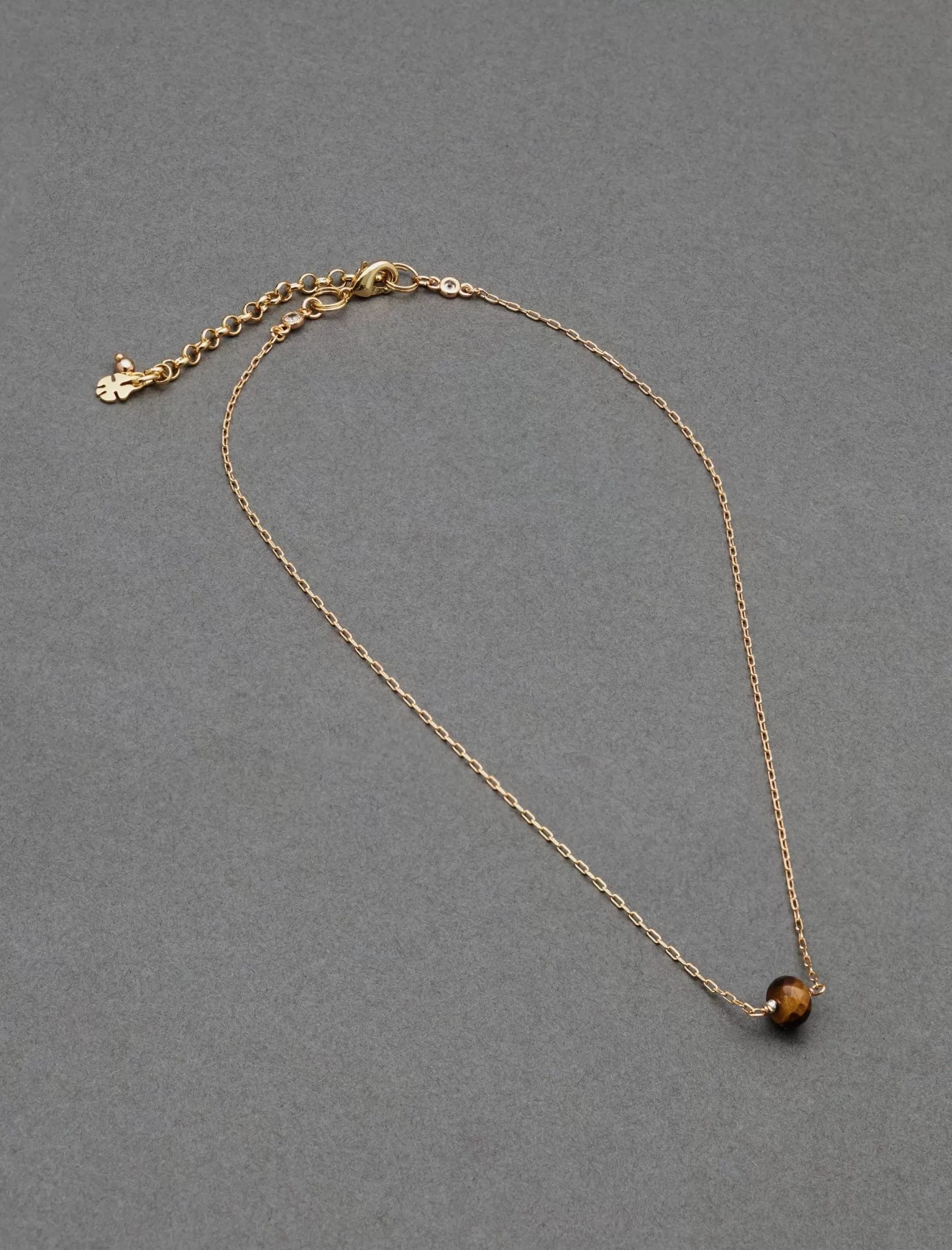 Lucky Brand Jewelry*delicate tigers eye pendant gold