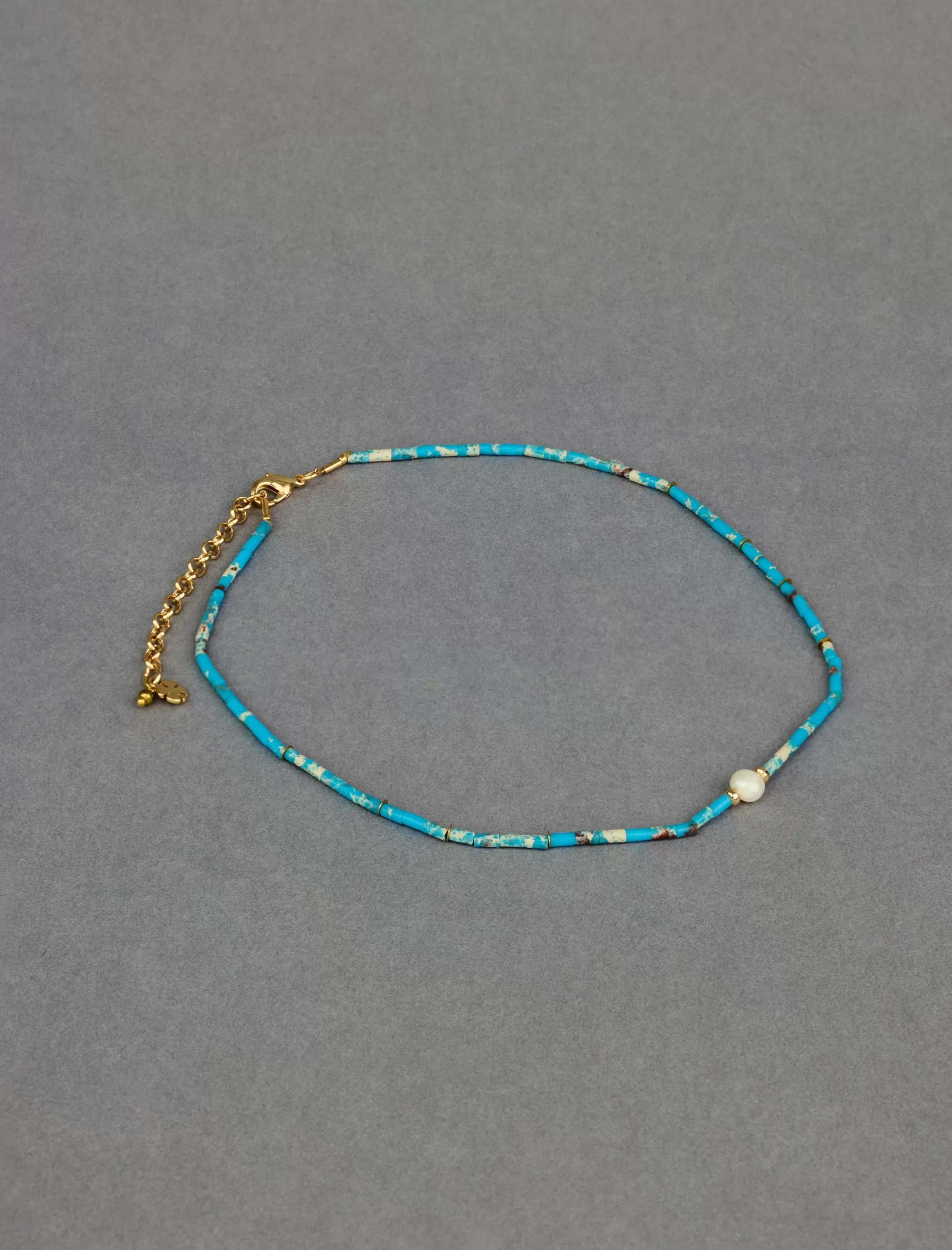 Lucky Brand Jewelry*delicate turquoise collar necklace gold