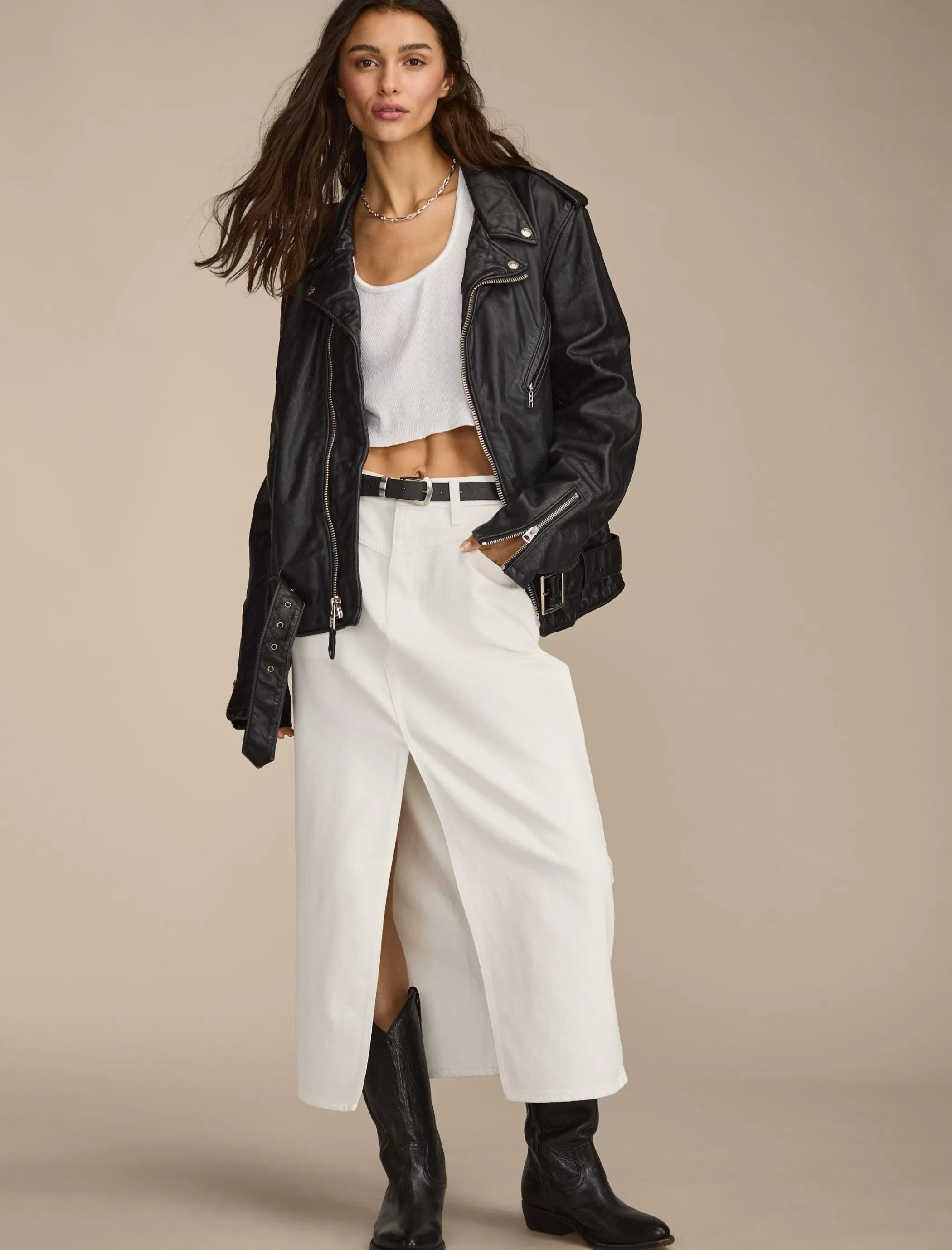 Lucky Brand Skirts | Jeans*denim maxi skirt with slit bright white