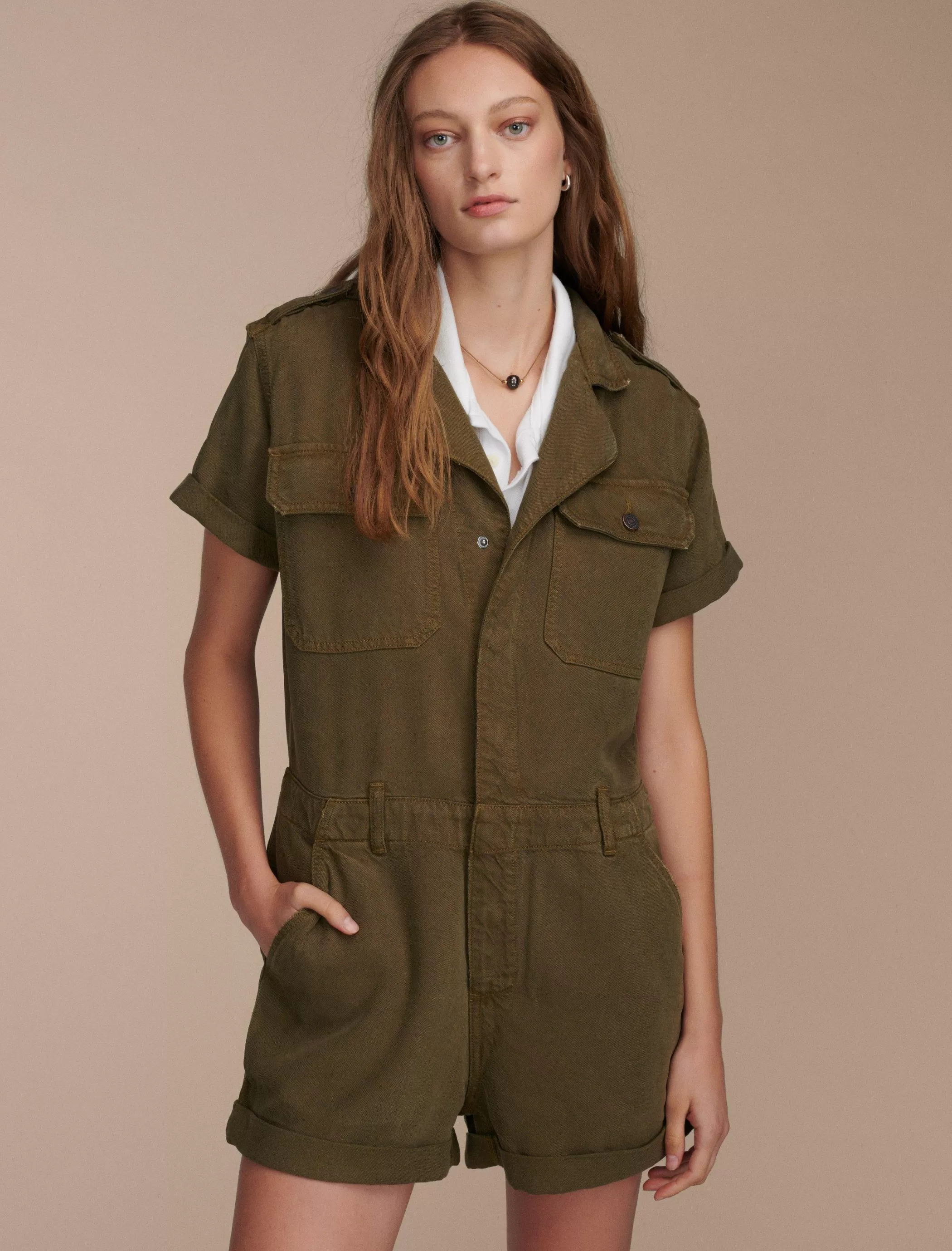 Lucky Brand Jumpsuits & Overalls*denim utility romper dark olive