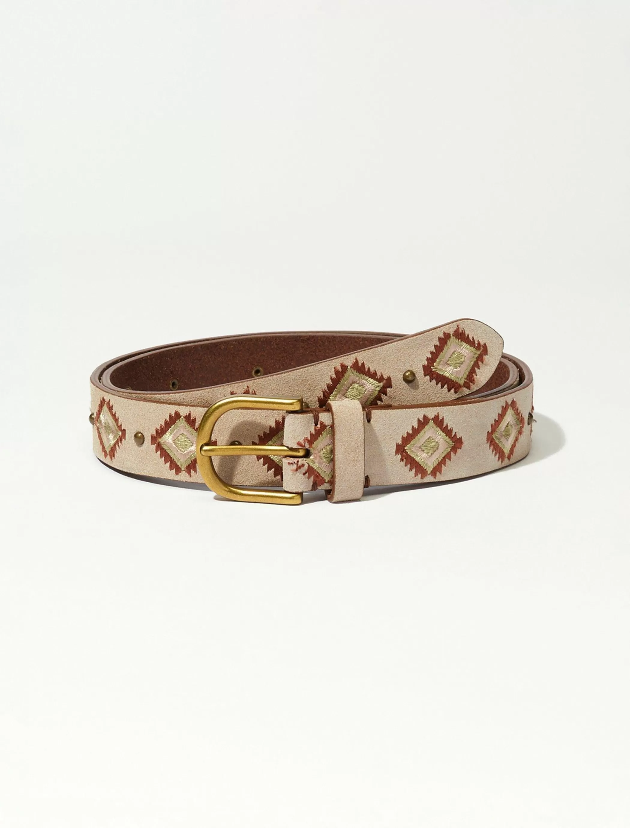 Lucky Brand Belts*desert embroidered belt grey