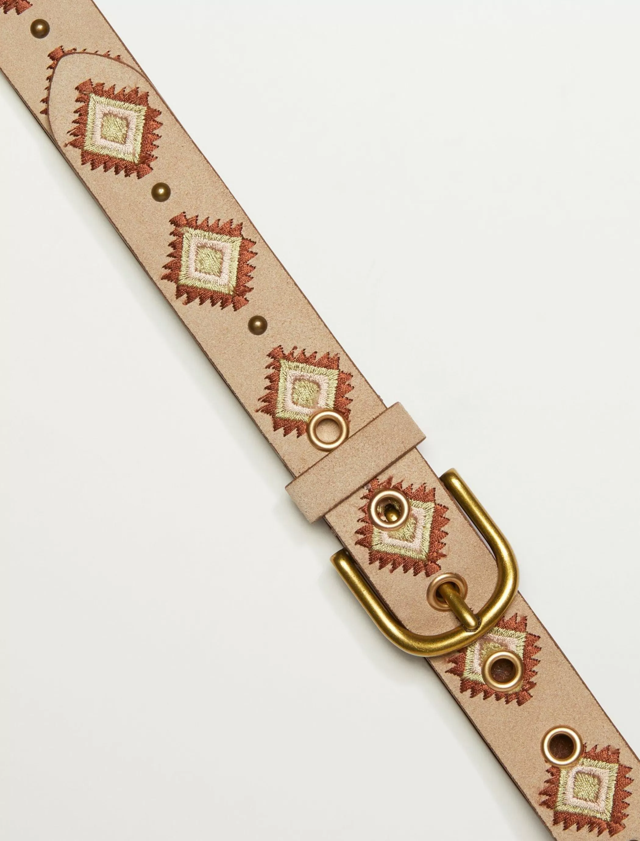 Lucky Brand Belts*desert embroidered belt grey