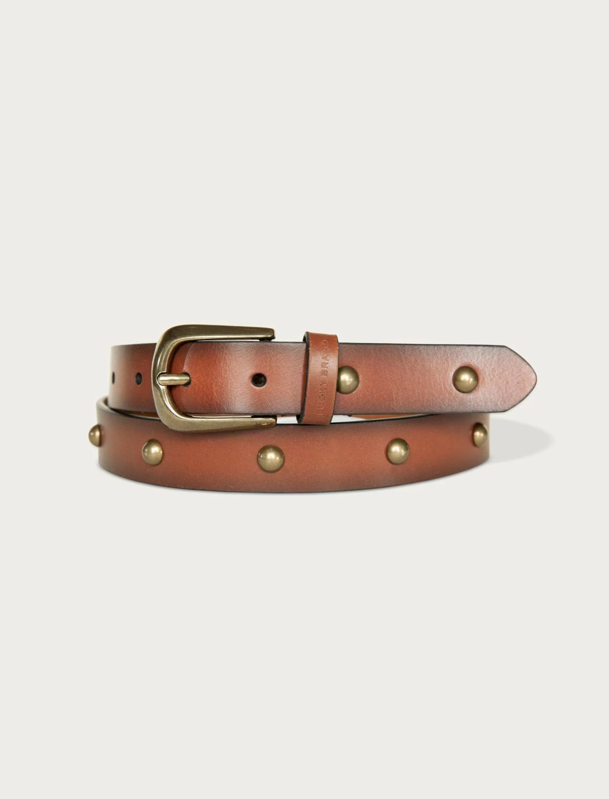 Lucky Brand Belts*dome studded leather belt medium brown