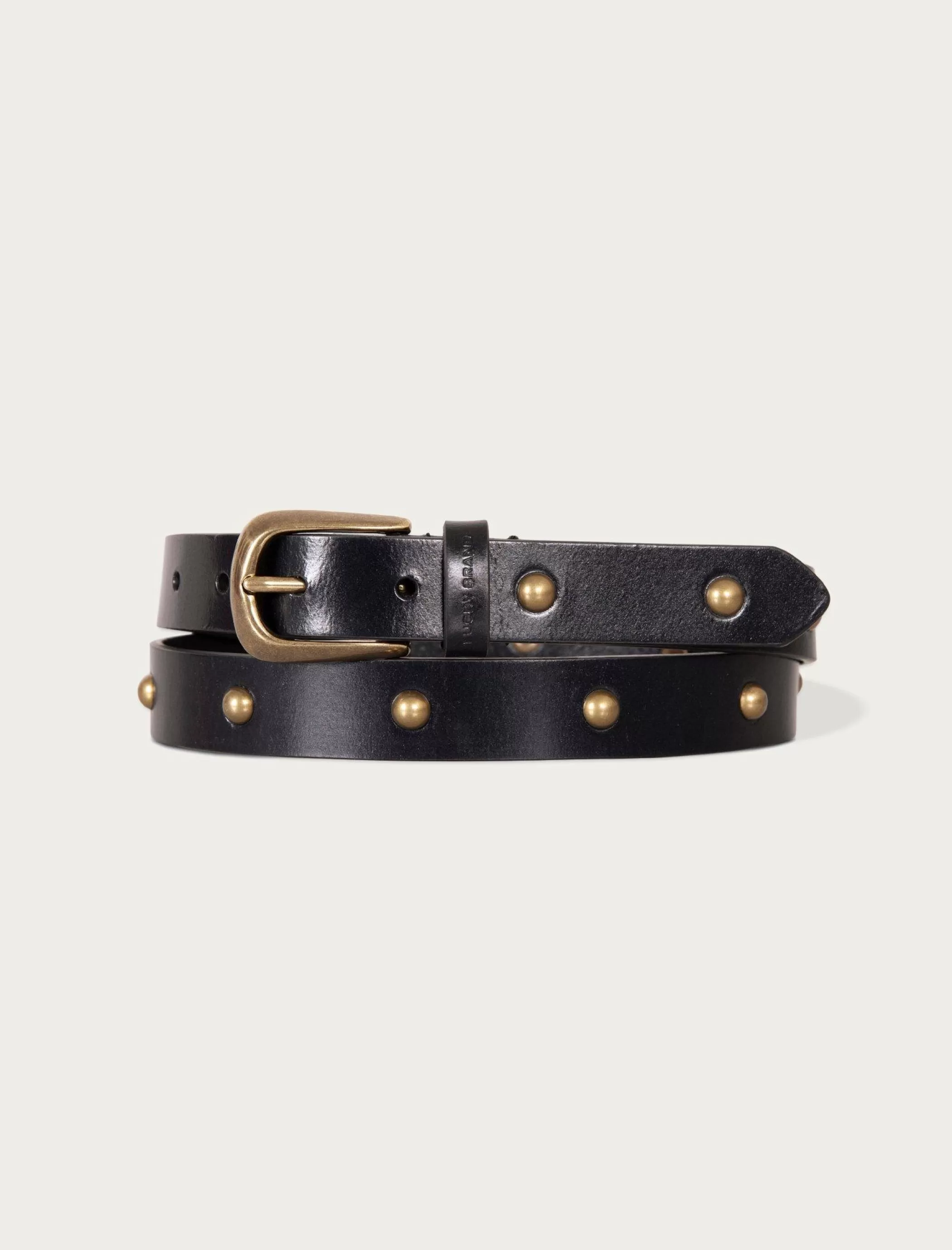 Lucky Brand Belts*dome studded leather belt black