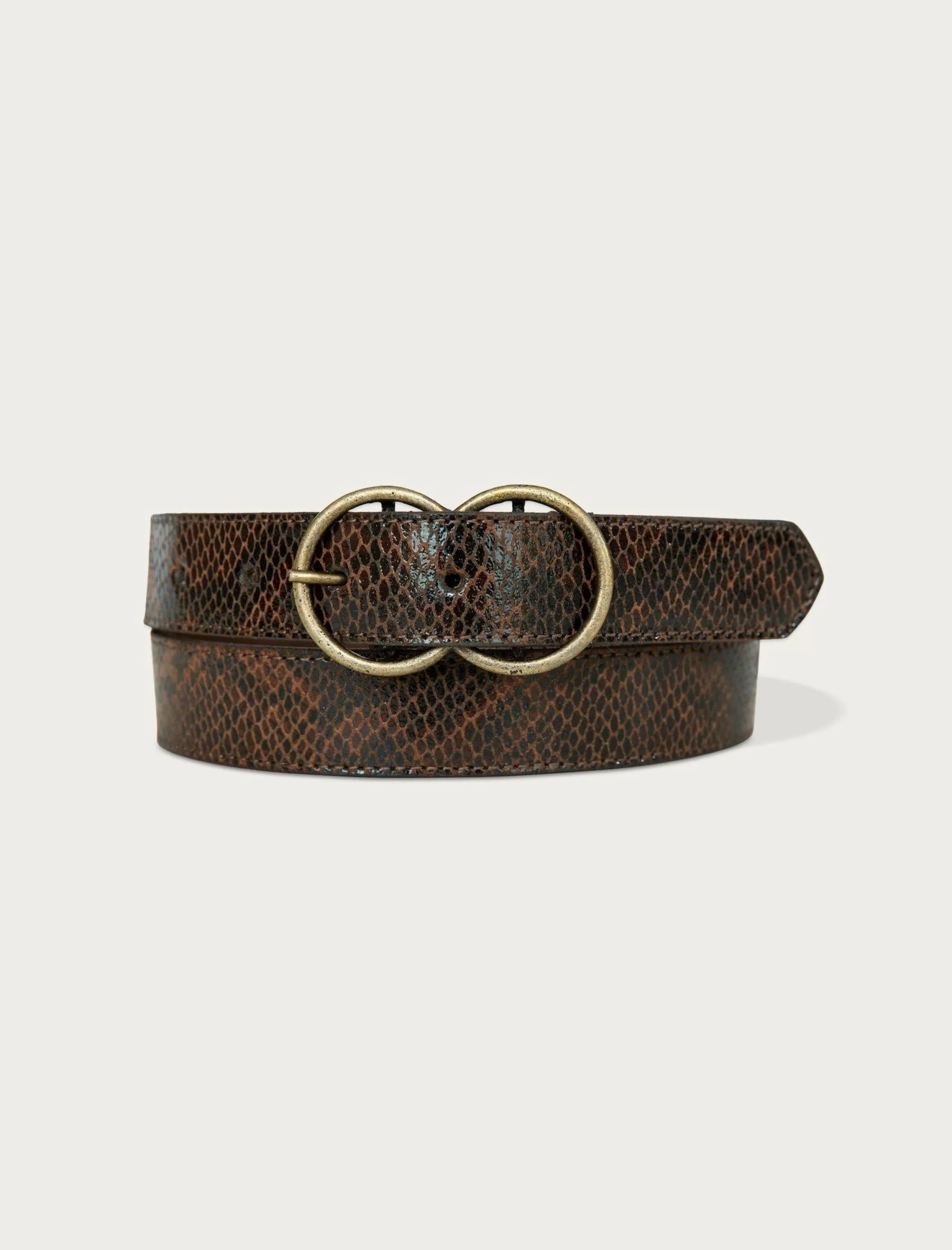 Lucky Brand Belts*double ring snakeskin belt dark brown