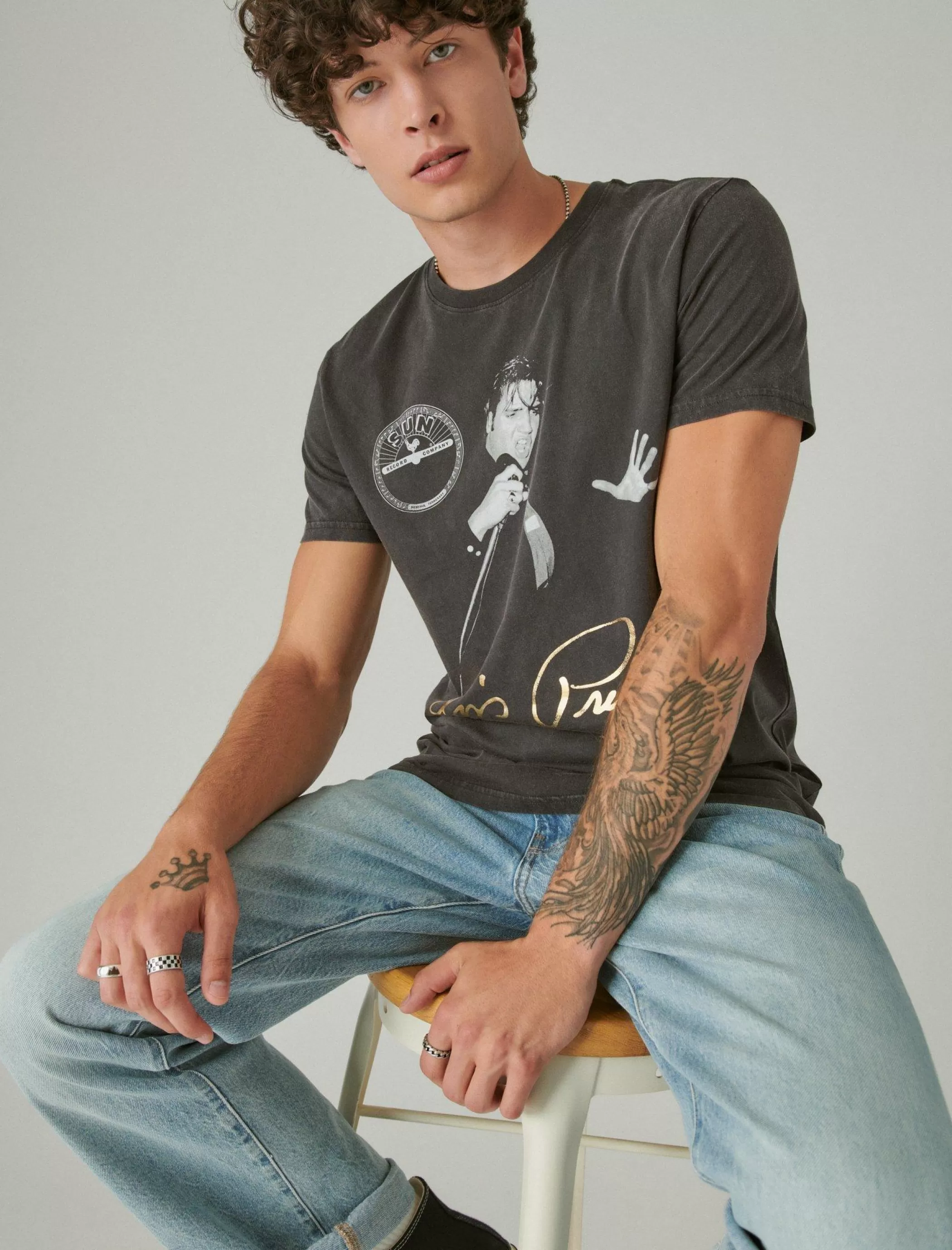 Lucky Brand Graphic Tees*elvis signature jet black