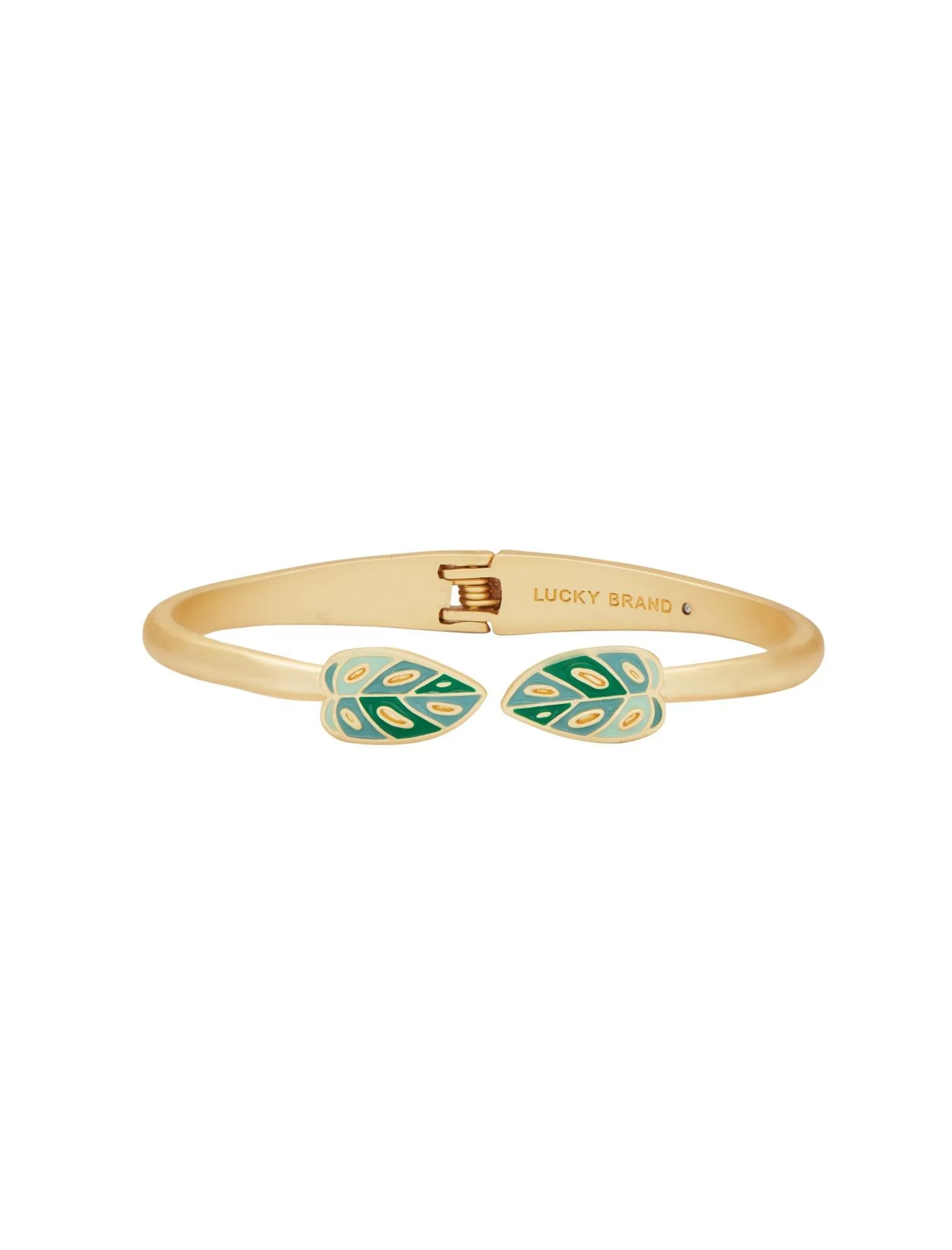 Lucky Brand Jewelry*enamel monstera hinge cuff gold