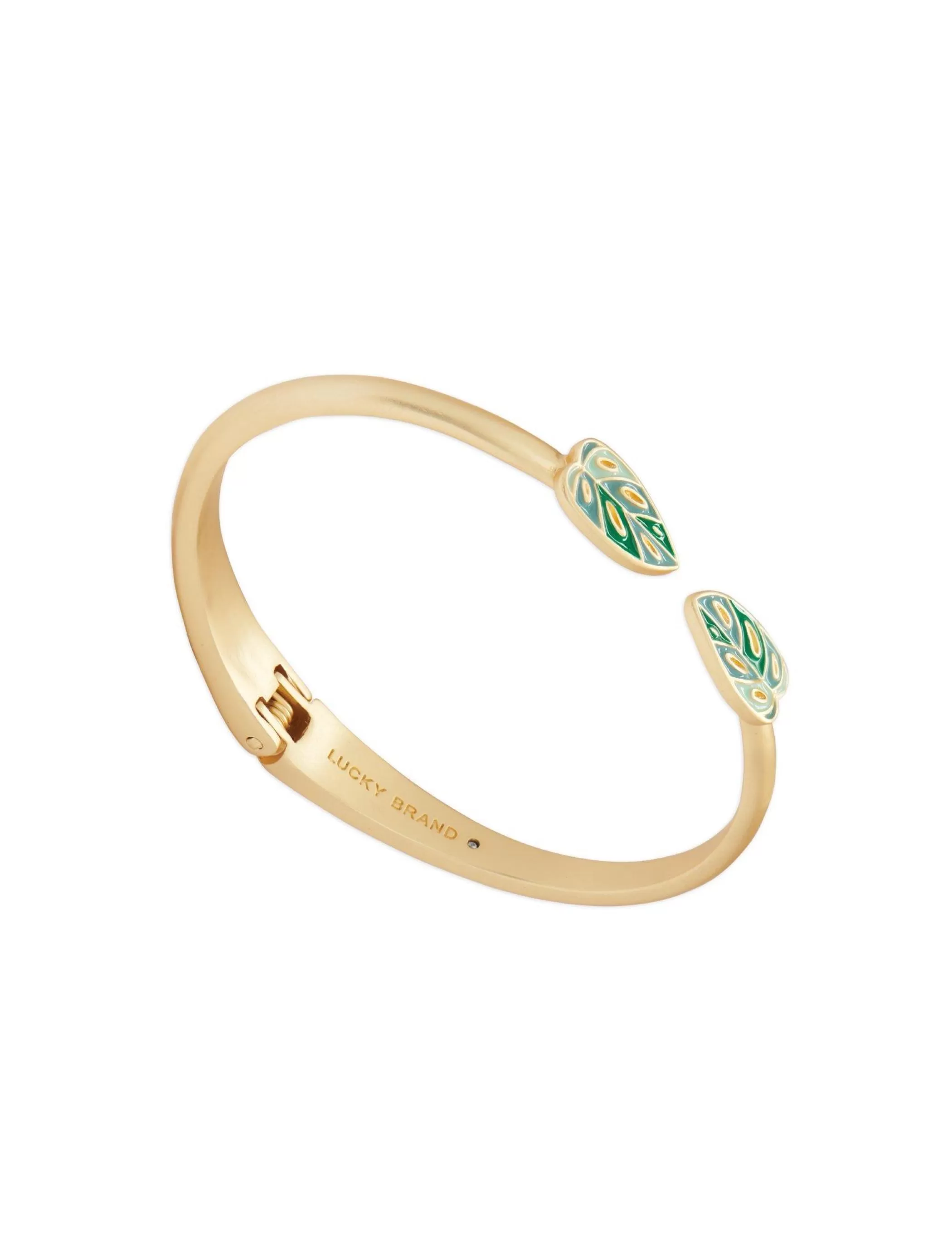 Lucky Brand Jewelry*enamel monstera hinge cuff gold