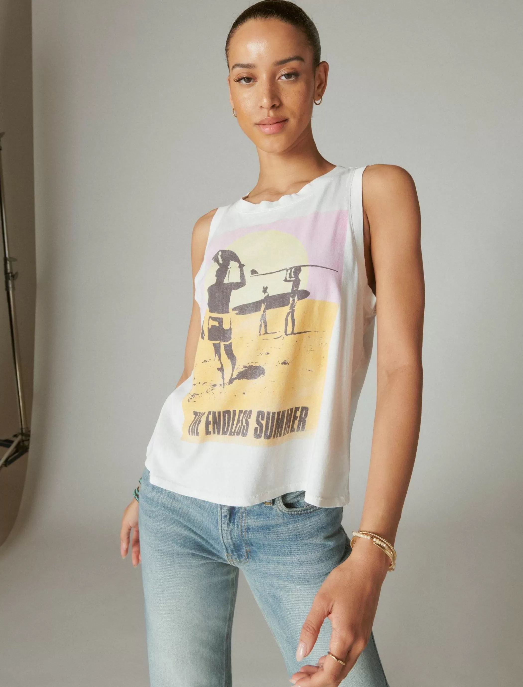 Lucky Brand Graphic Tees*endless summer tank bright white