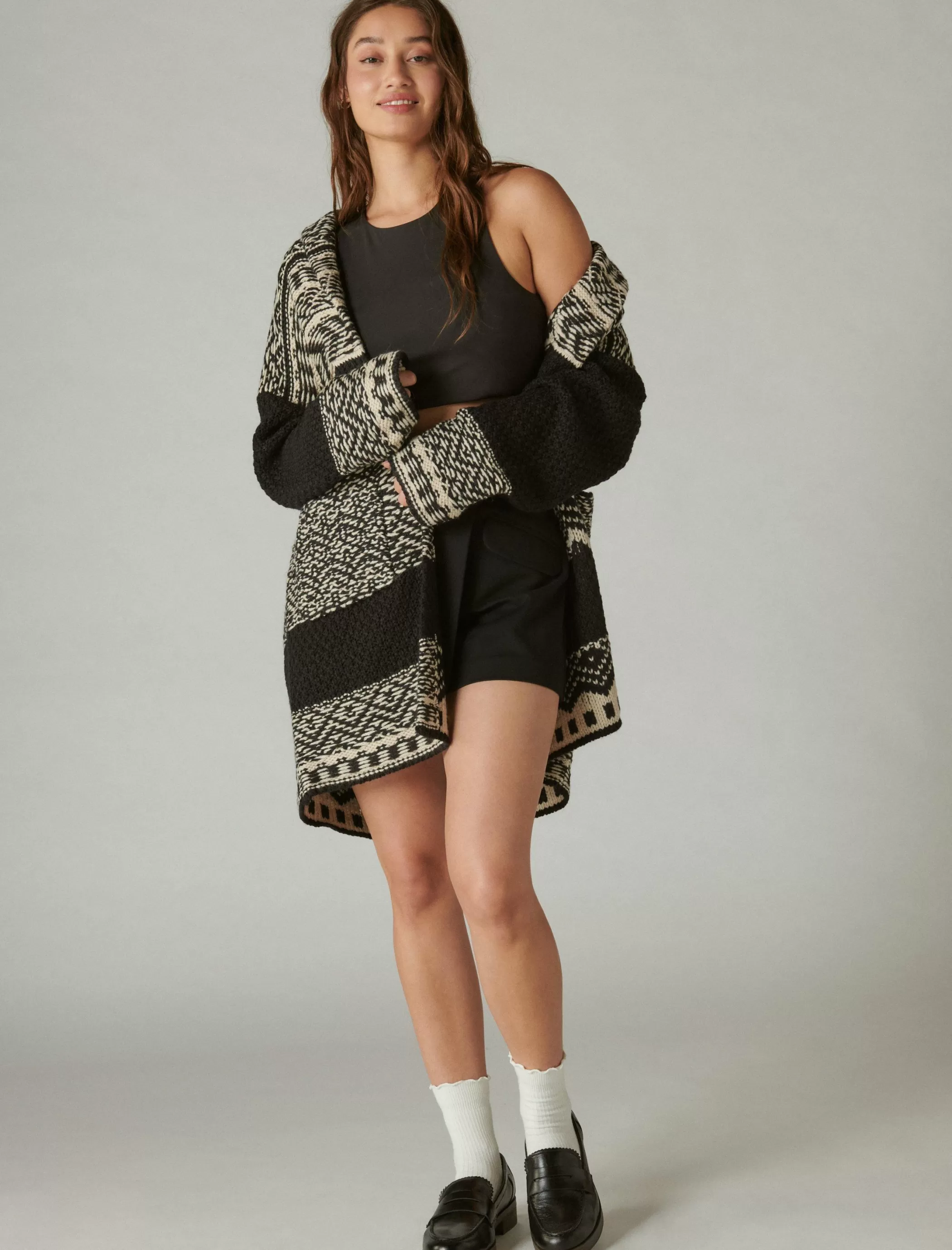 Lucky Brand Sweaters & Sweatshirts*fairisle coatigan dark bkl combo