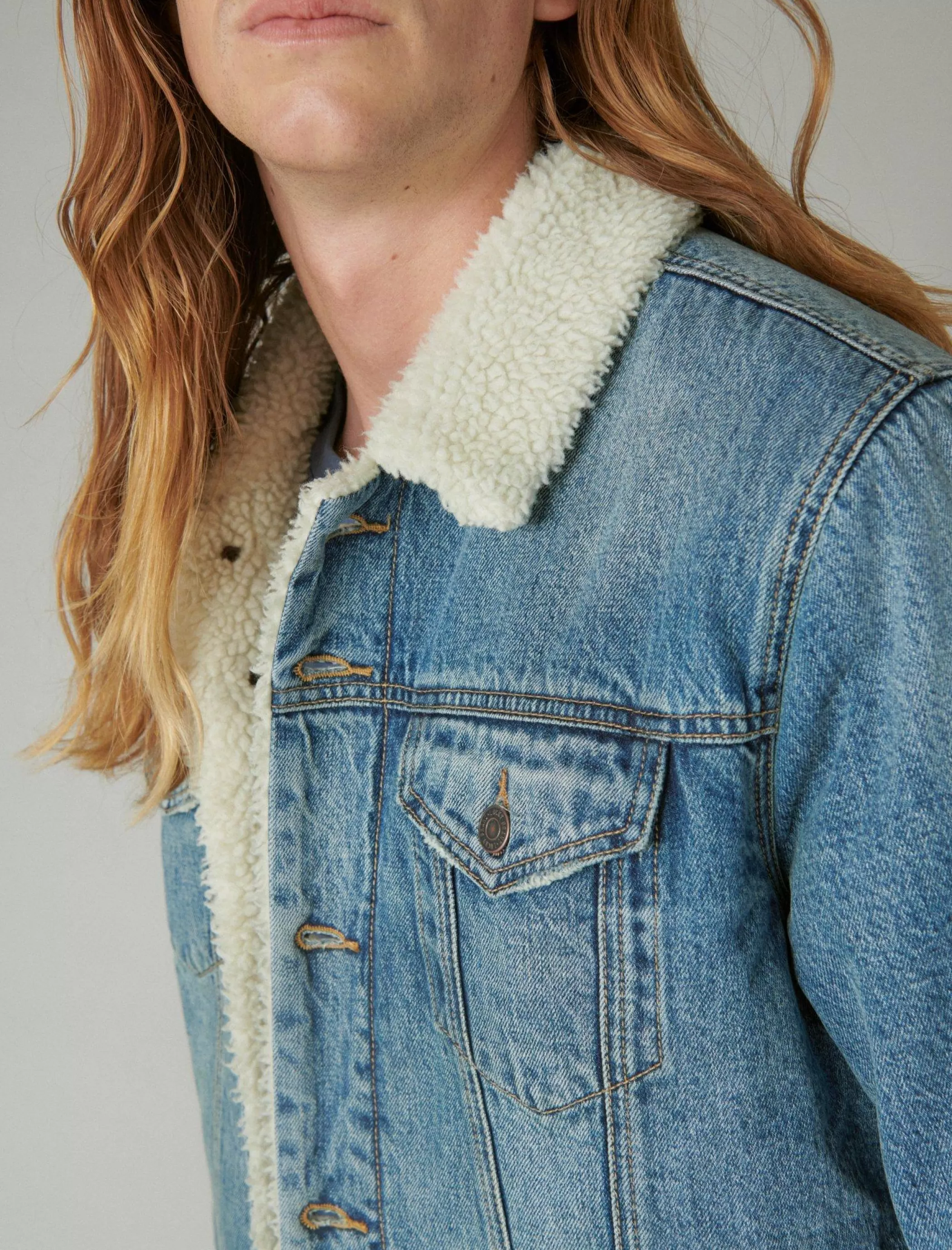 Lucky Brand Jackets & Outerwear*faux shearling lined denim trucker jacket noah