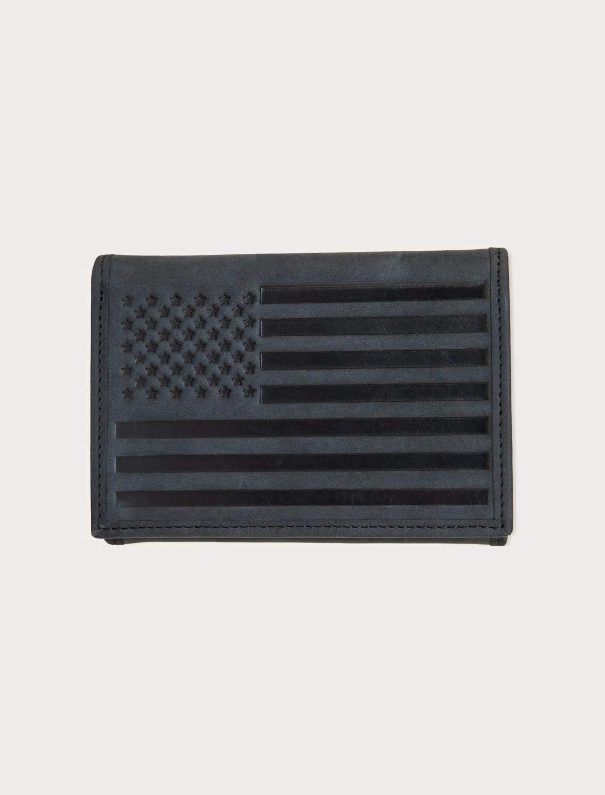 Lucky Brand Bags & Wallets*flag embossed leather trifold wallet black