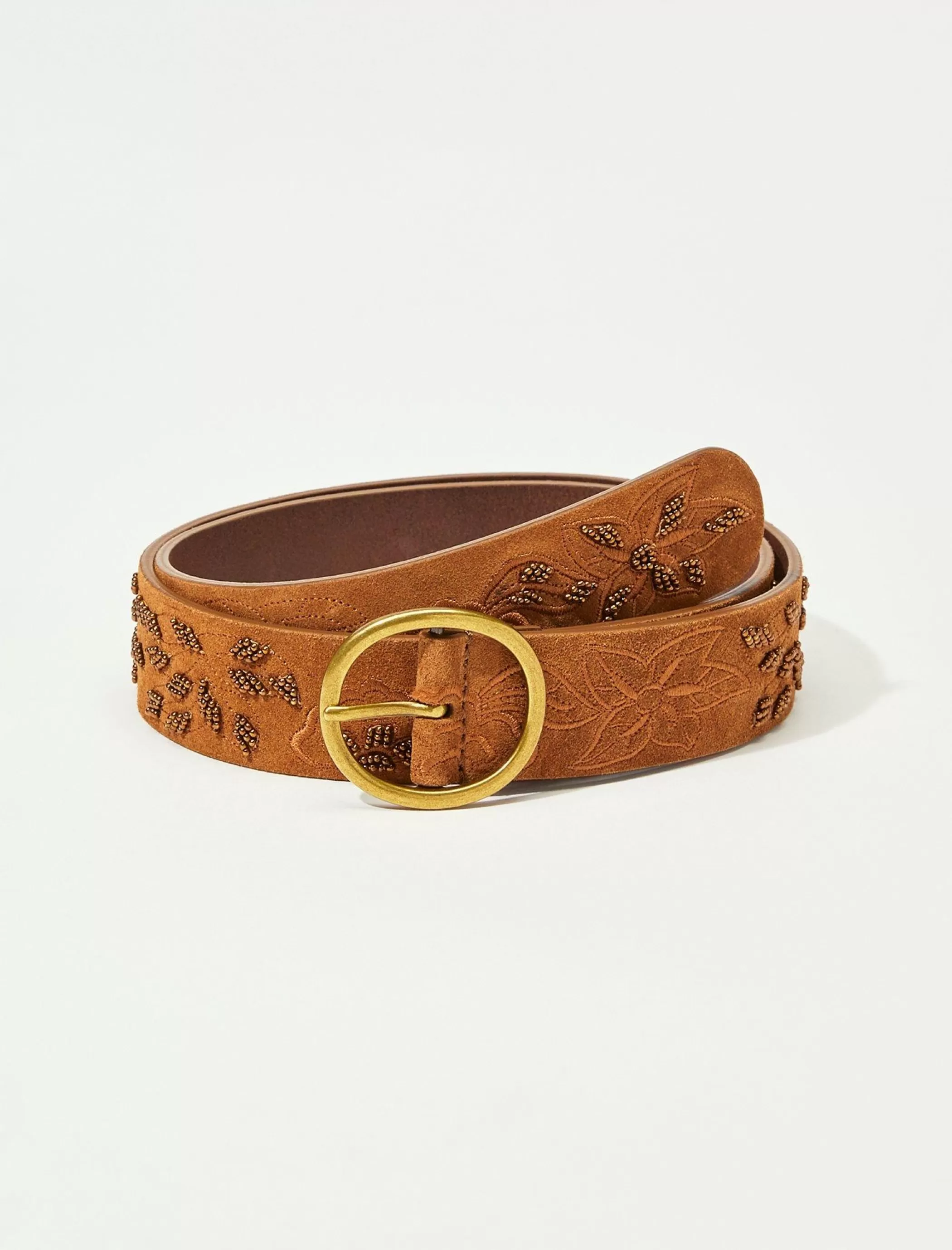 Lucky Brand Belts*floral beaded belt medium brown