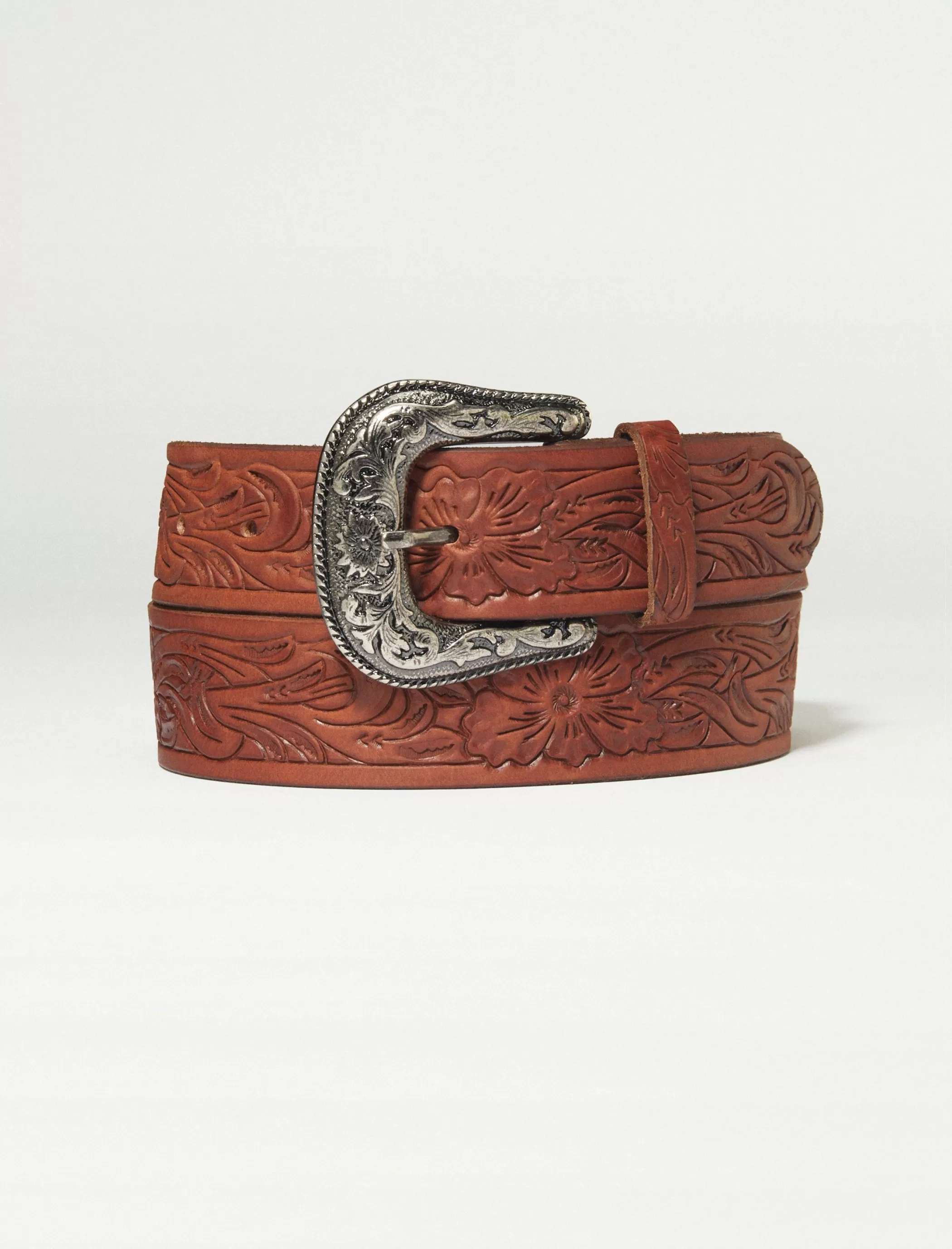 Lucky Brand Belts*floral pattern embossed w medium brown