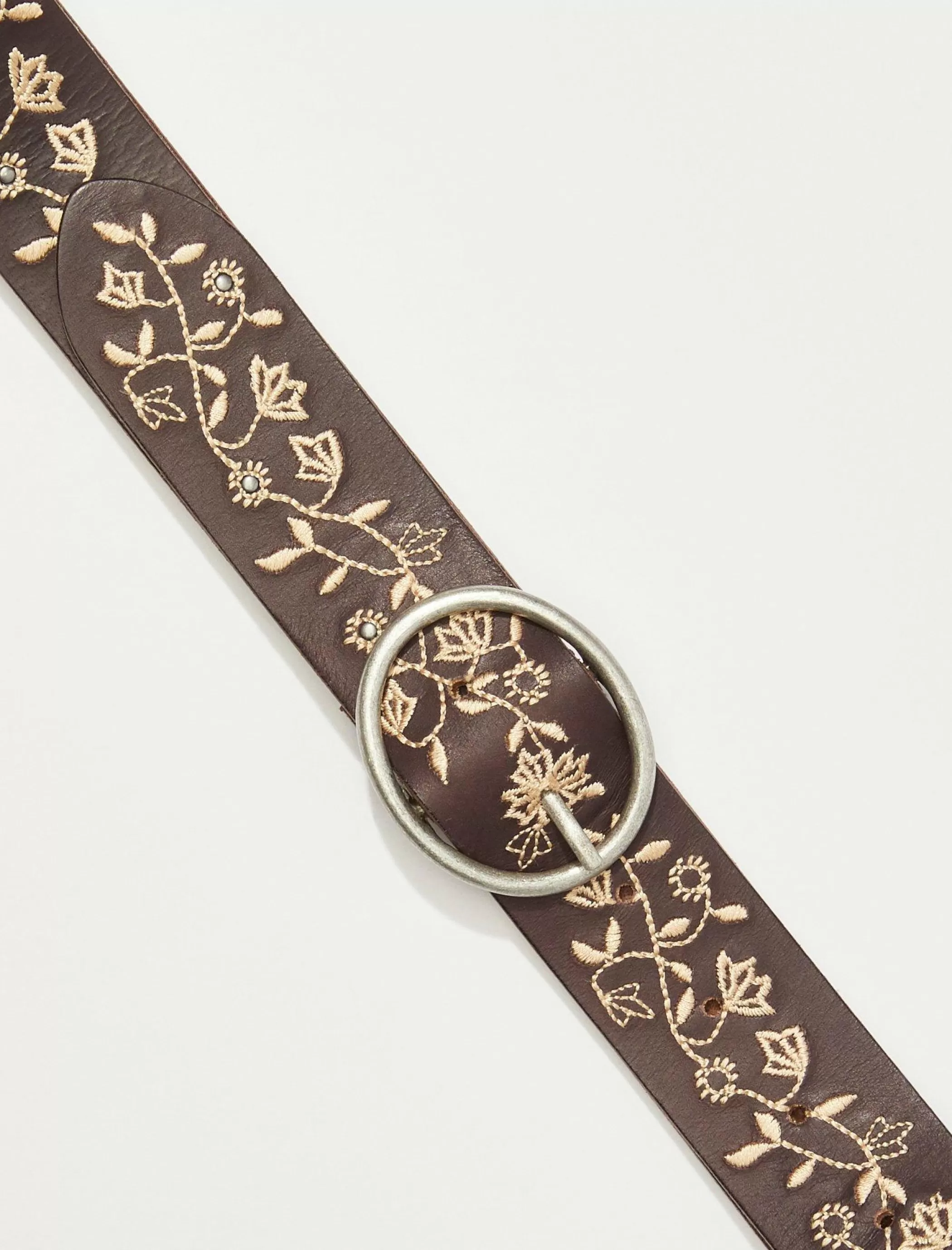 Lucky Brand Belts*floral vine embroidered belt dark brown