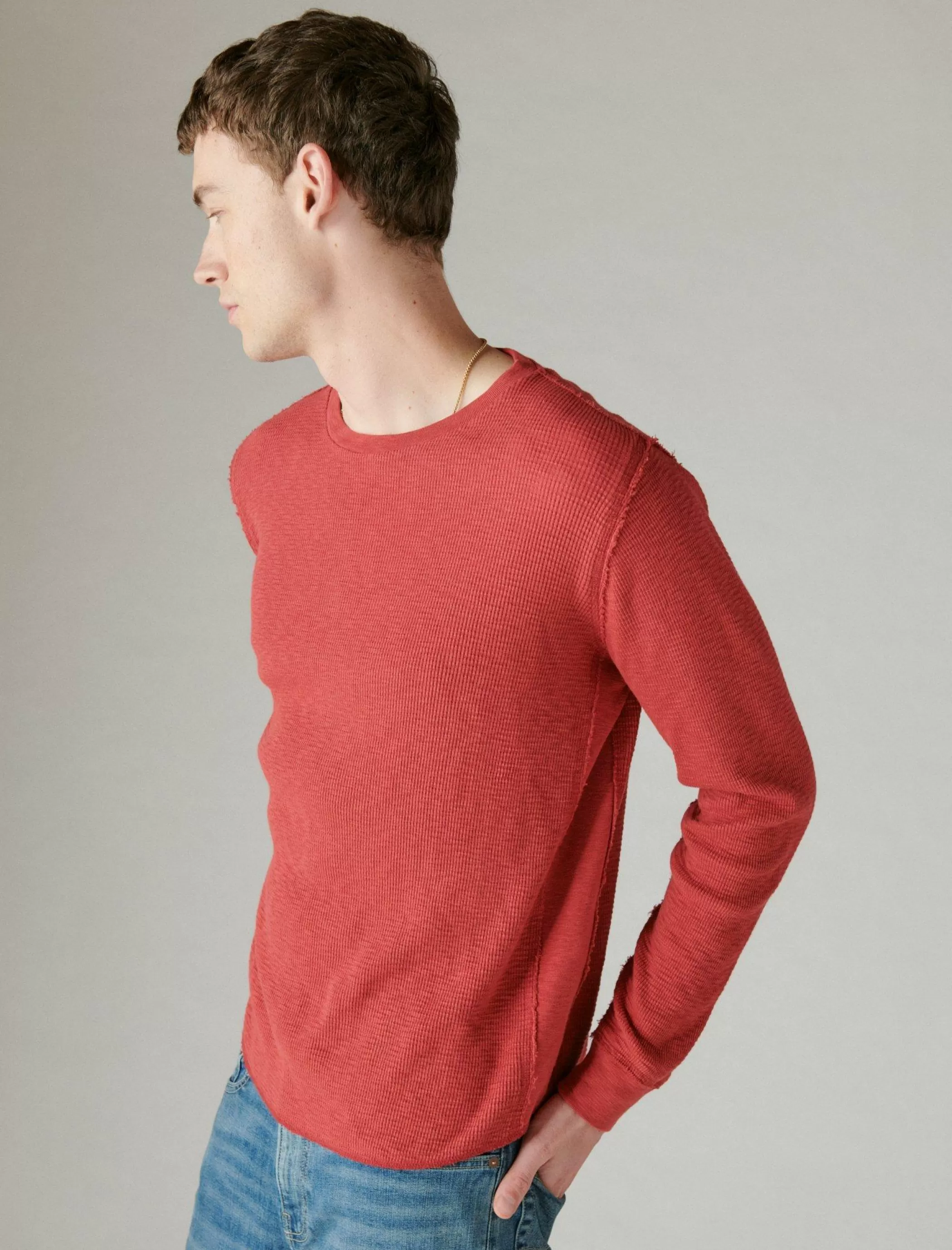 Lucky Brand Shirts & Tops*garment dye thermal crew rio red