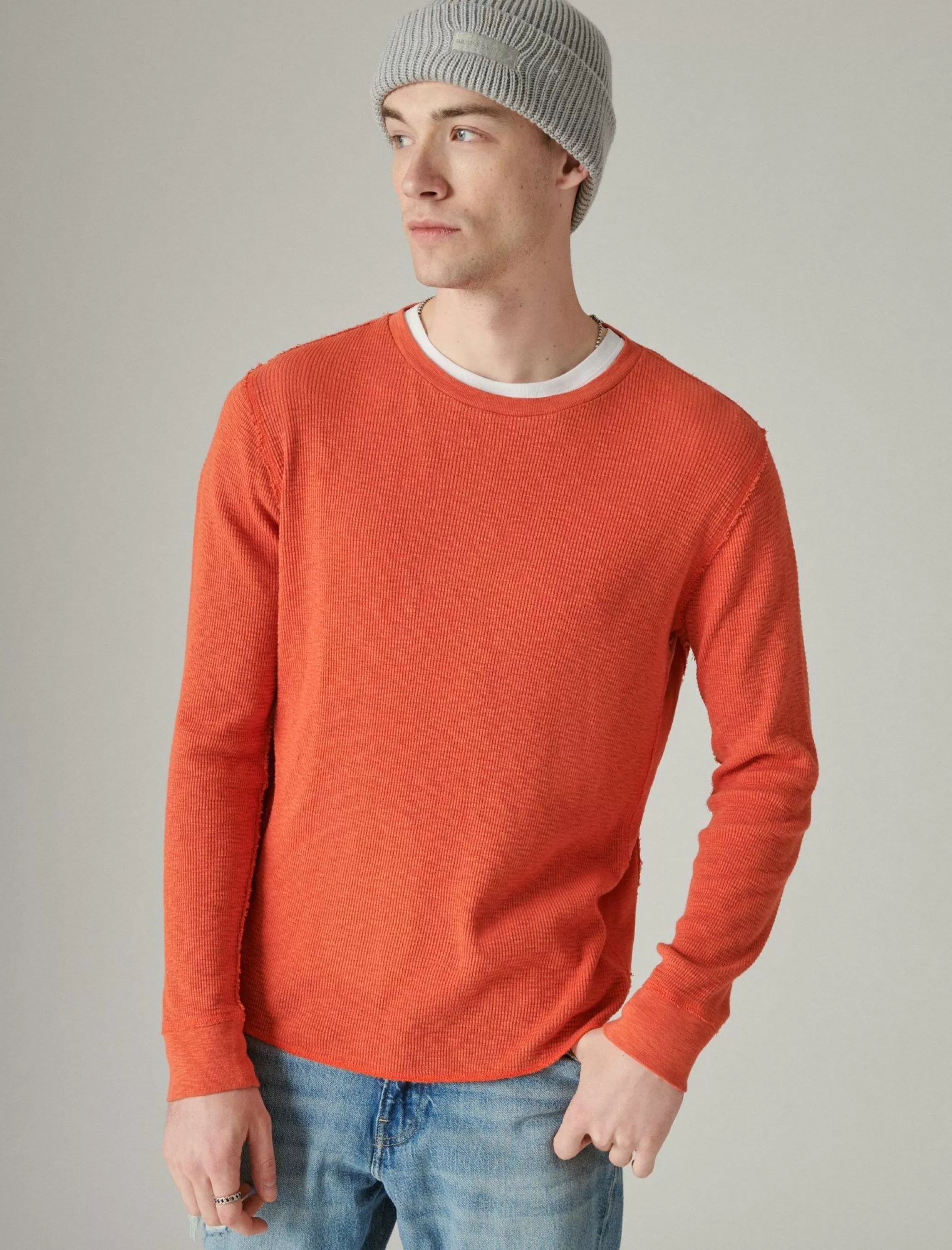 Lucky Brand Shirts & Tops*garment dye thermal crew #8390 pureed pumpkin