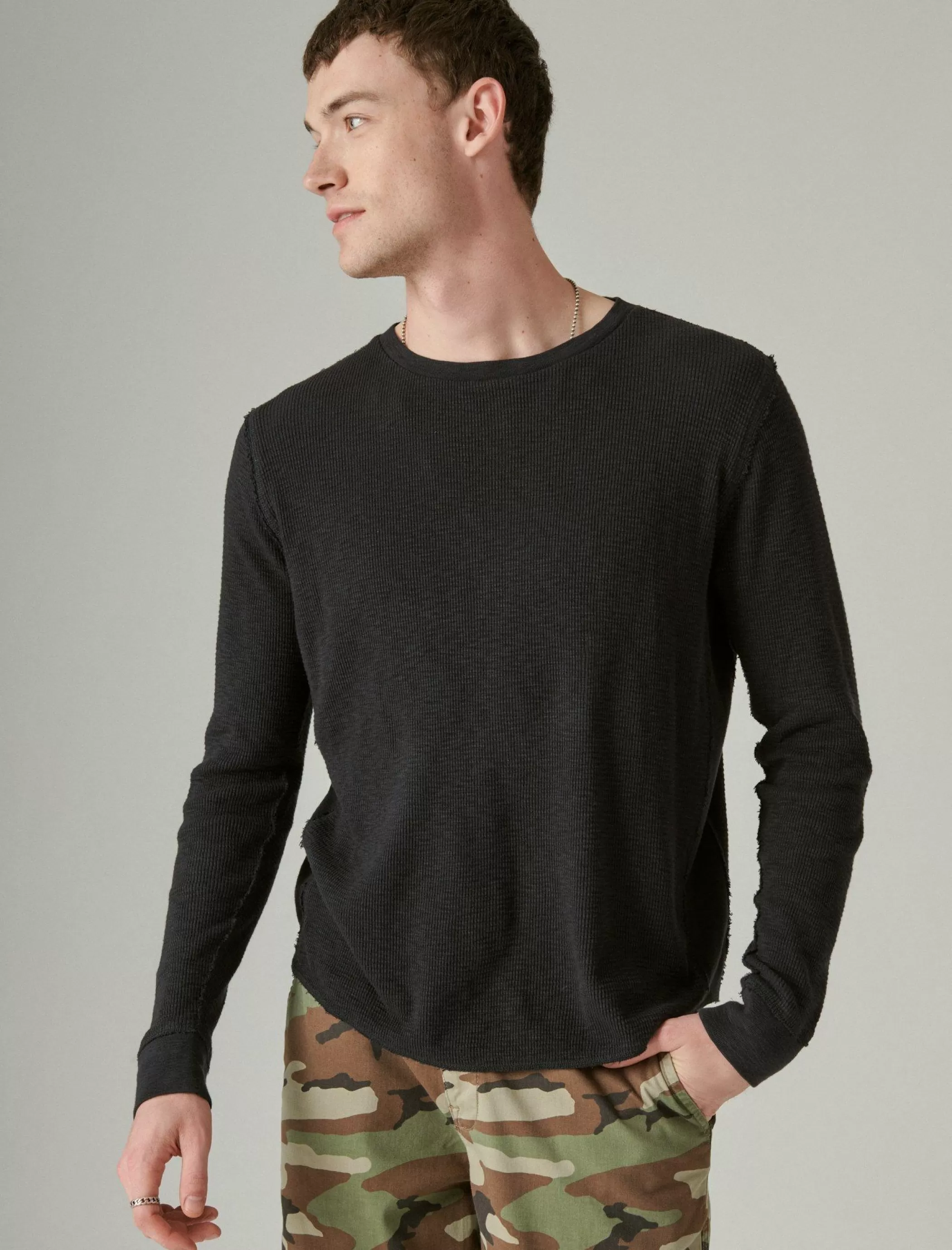 Lucky Brand Shirts & Tops*garment dye thermal crew jet black