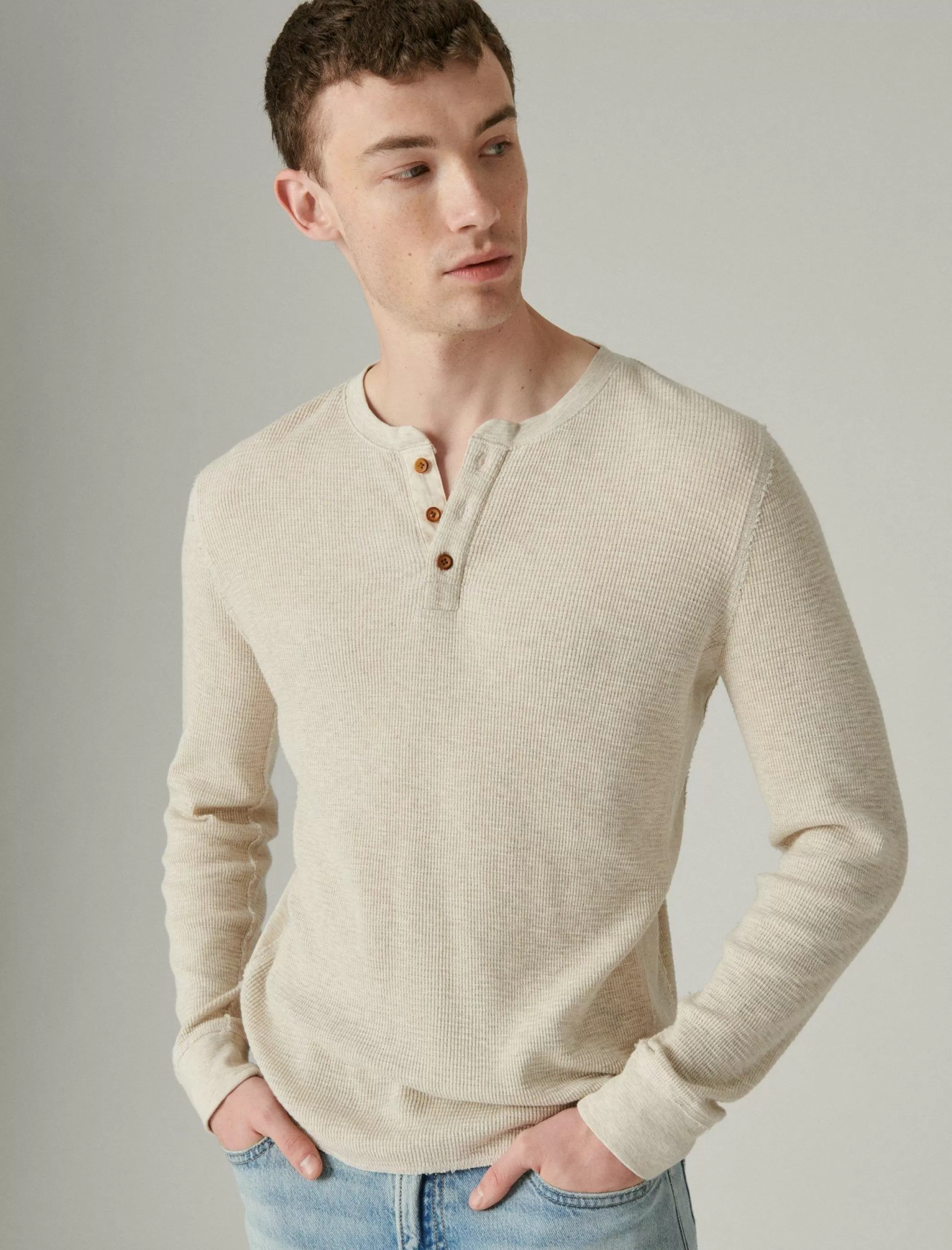 Lucky Brand Shirts & Tops*garment dye thermal henley oatmeal