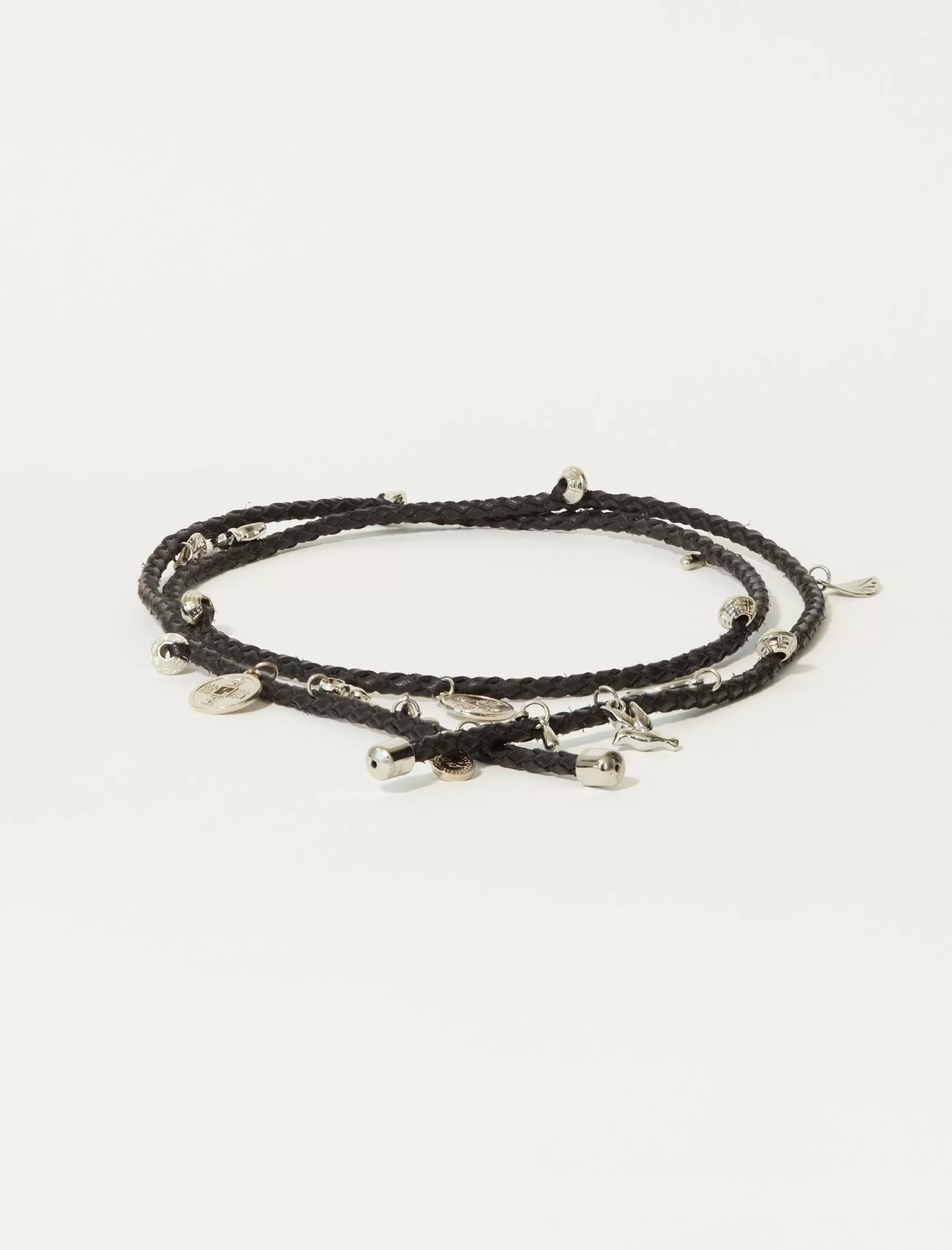 Lucky Brand Belts*good luck charm braided belt black