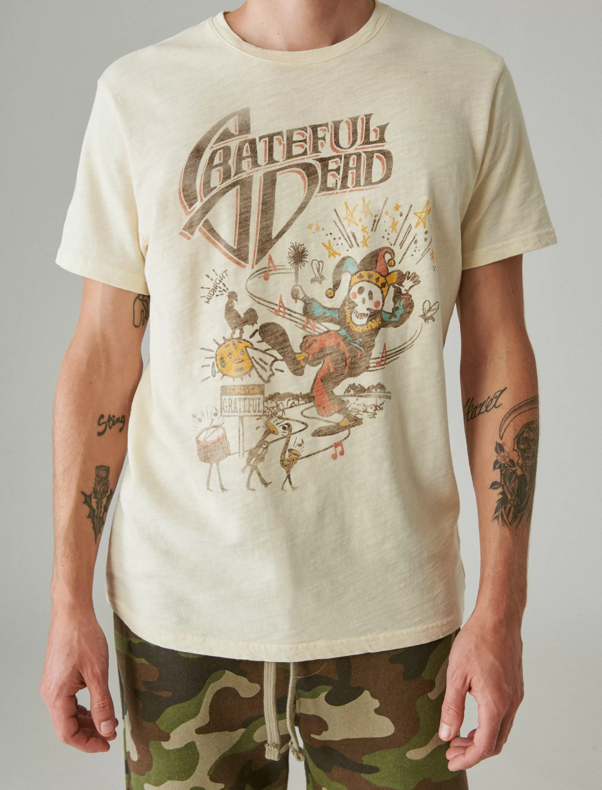 Lucky Brand Graphic Tees*grateful dead jester parchment