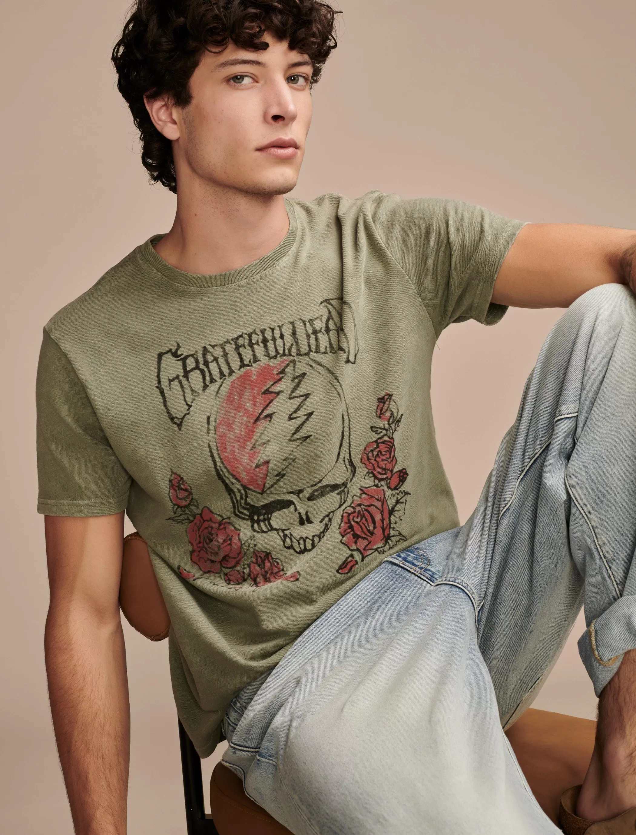 Lucky Brand Graphic Tees*grateful dead rose oil green