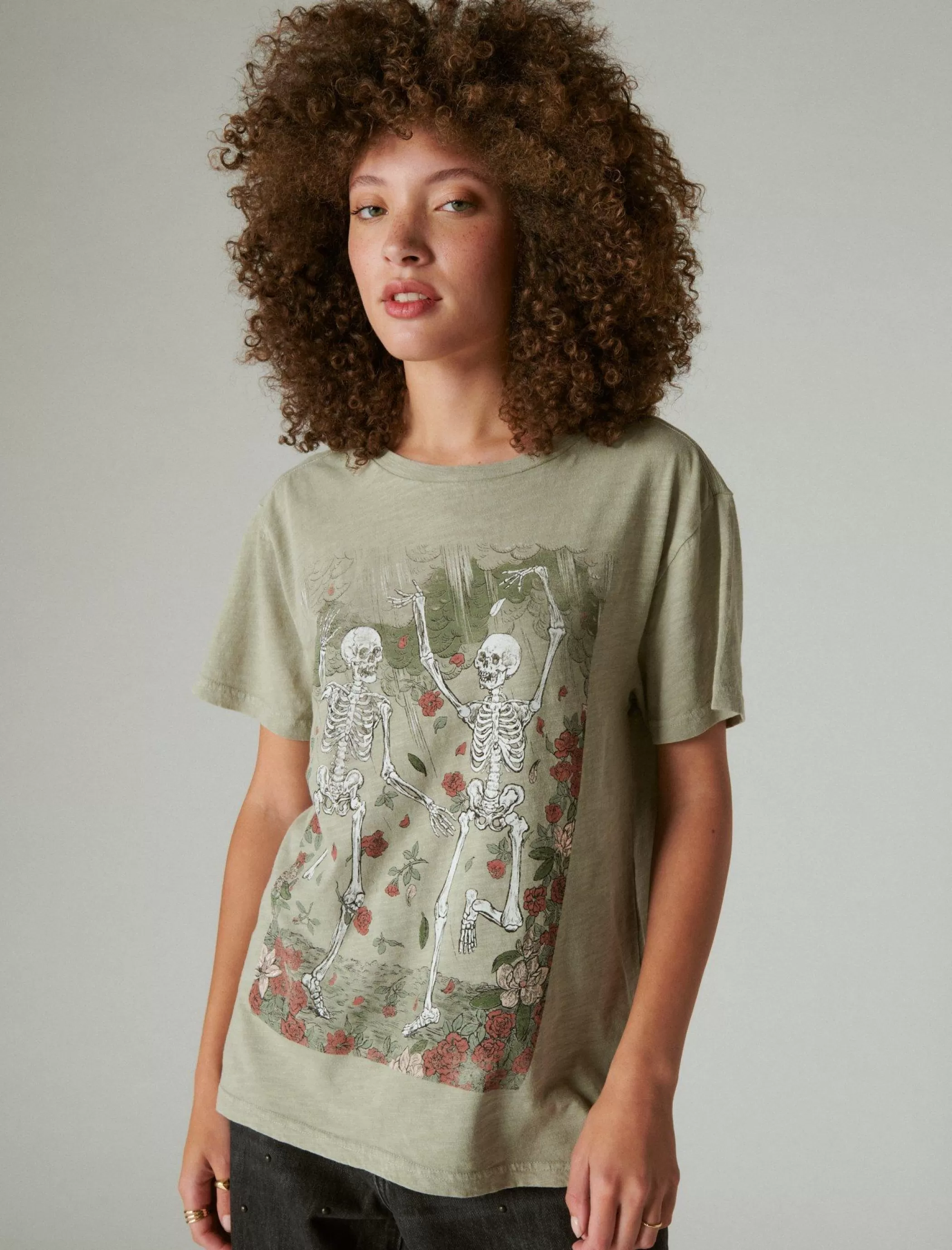 Lucky Brand Graphic Tees*grateful dead rose dance boyfriend tee london fog