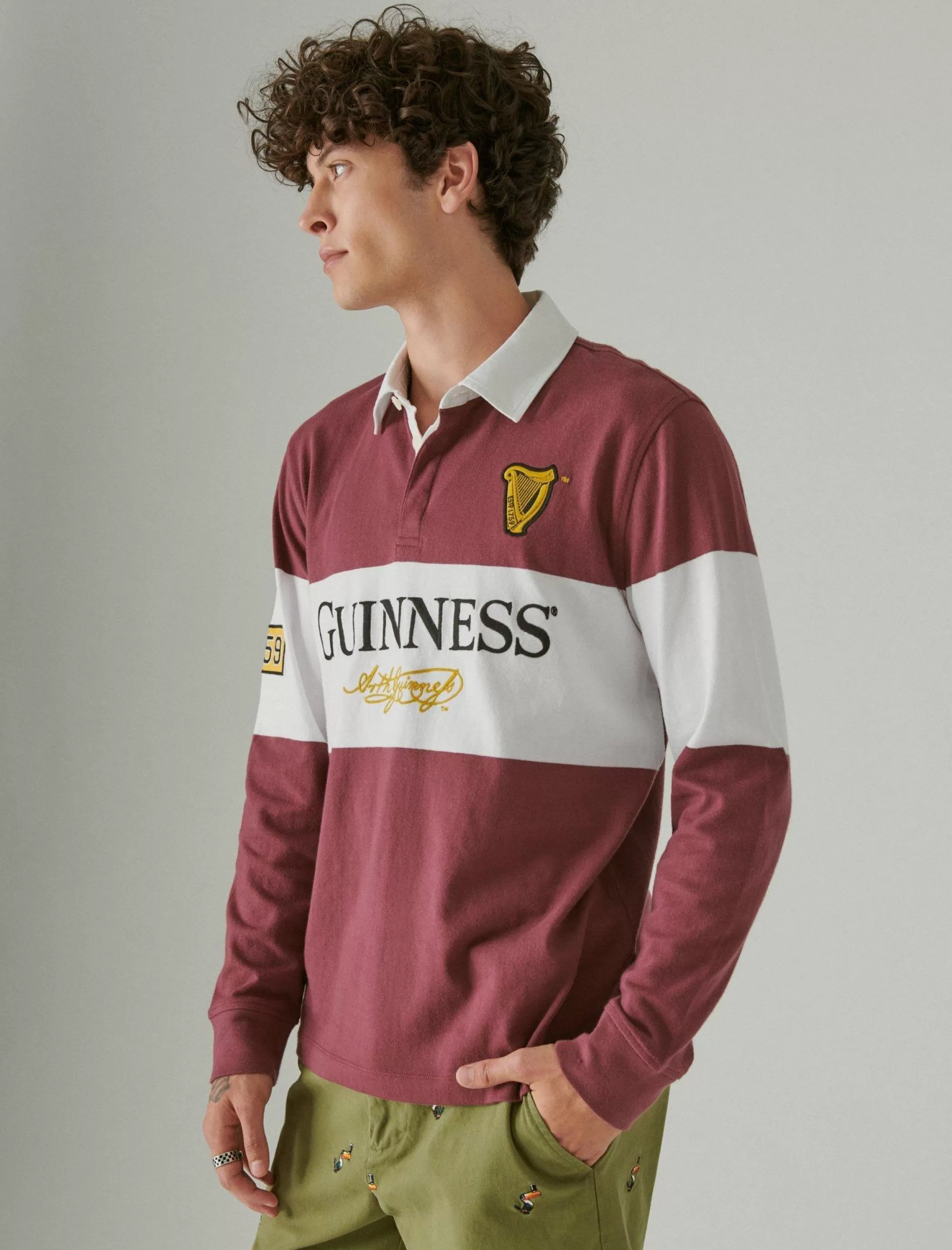 Lucky Brand Shirts & Tops*guinness color block rugby maroon