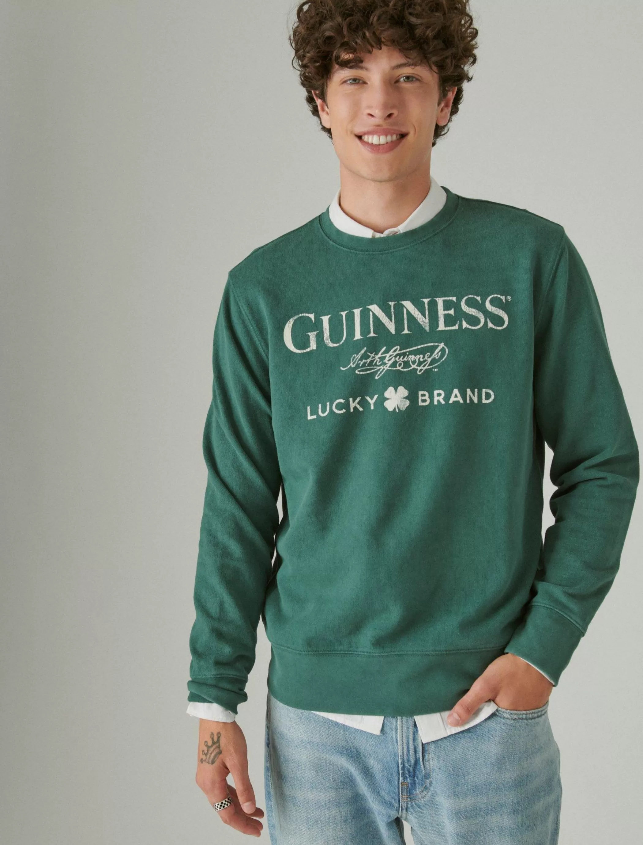 Lucky Brand Activewear*guinness logo crewneck pine grove