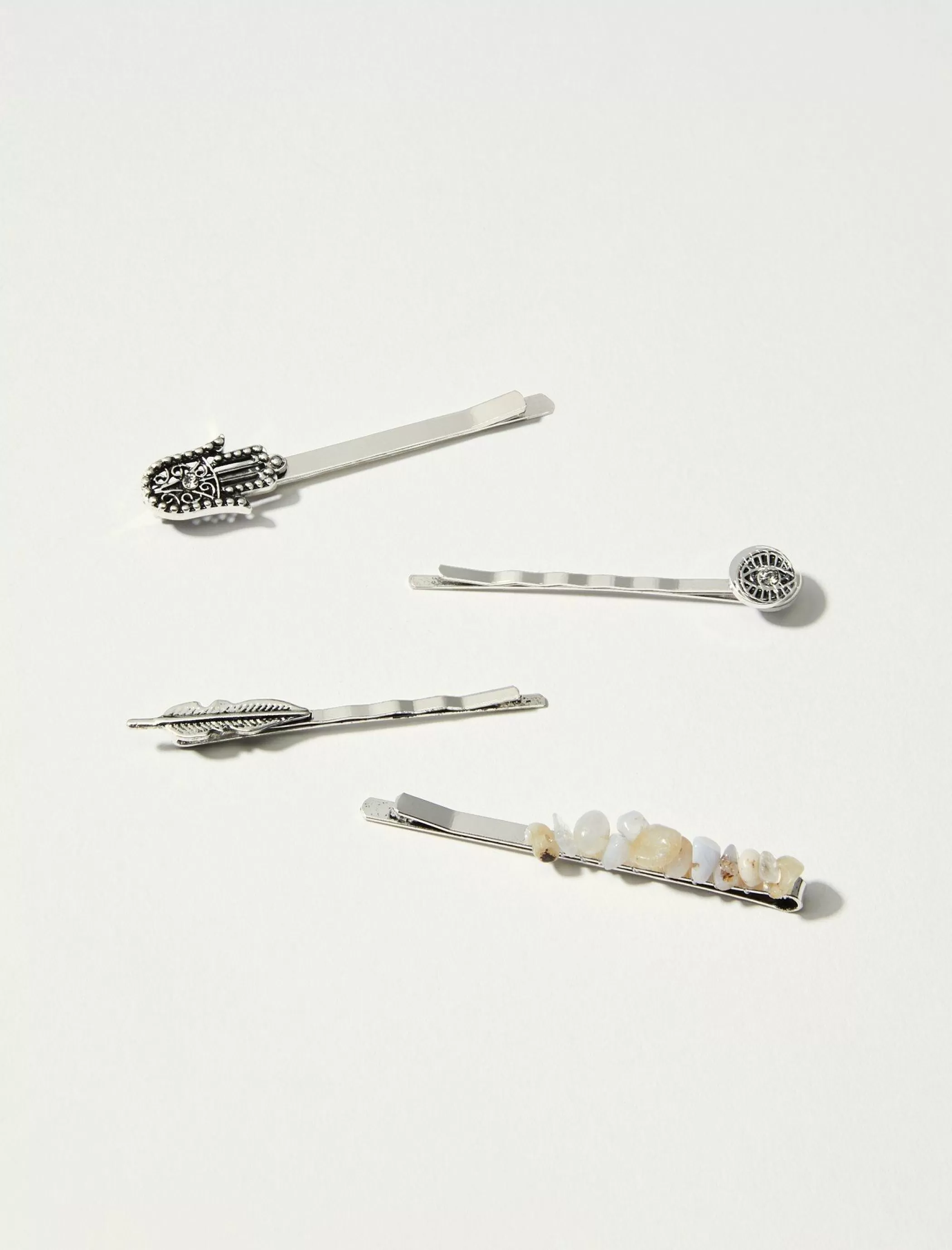 Lucky Brand Hair Accessories*hamsa barrette set silver