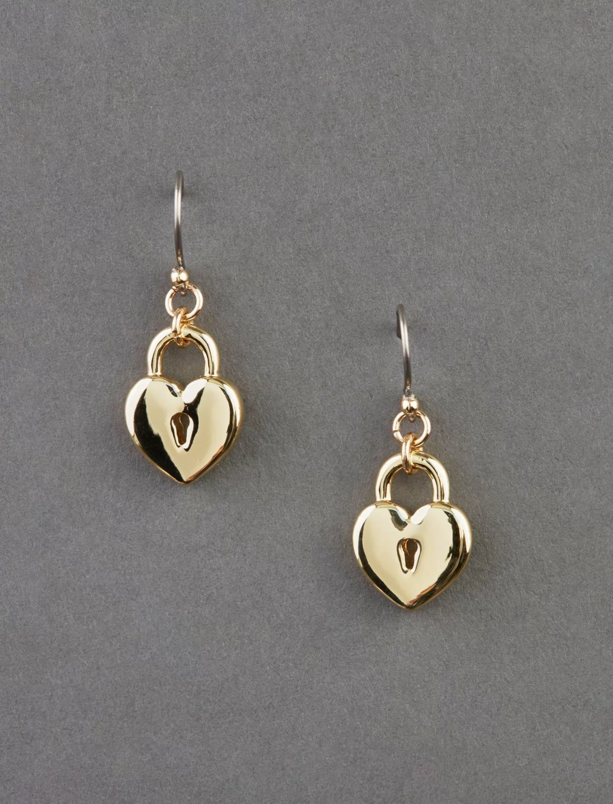 Lucky Brand Jewelry*heart lock drop earring silver