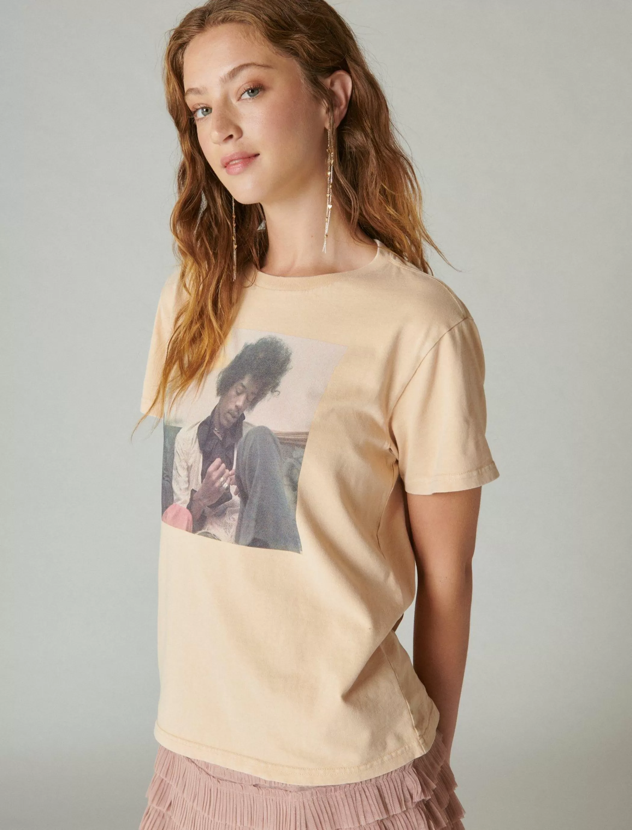 Lucky Brand Graphic Tees*jimi hendrix photo boyfriend tee toasted almond