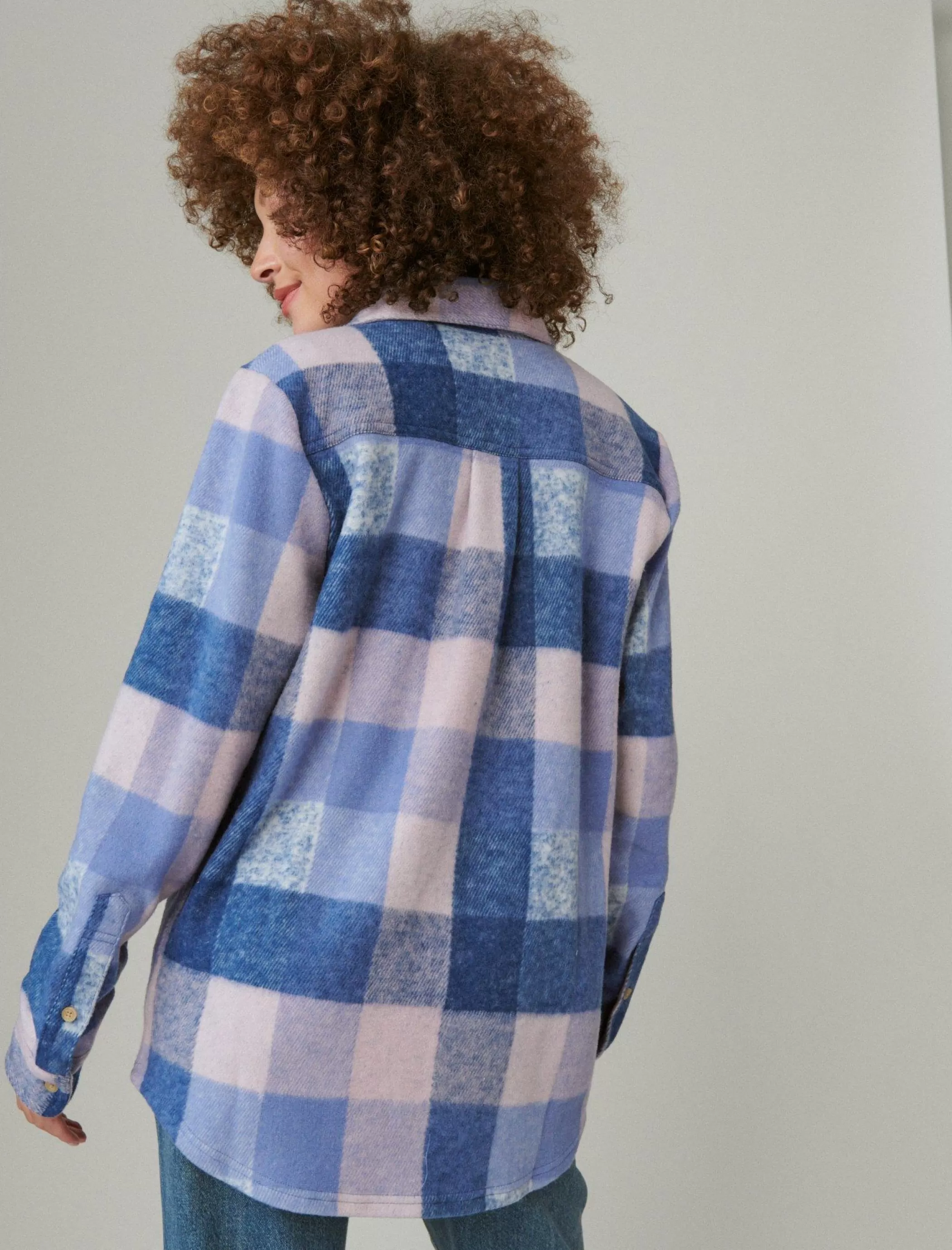 Lucky Brand Knit Tops*knit shirt jacket blue plaid