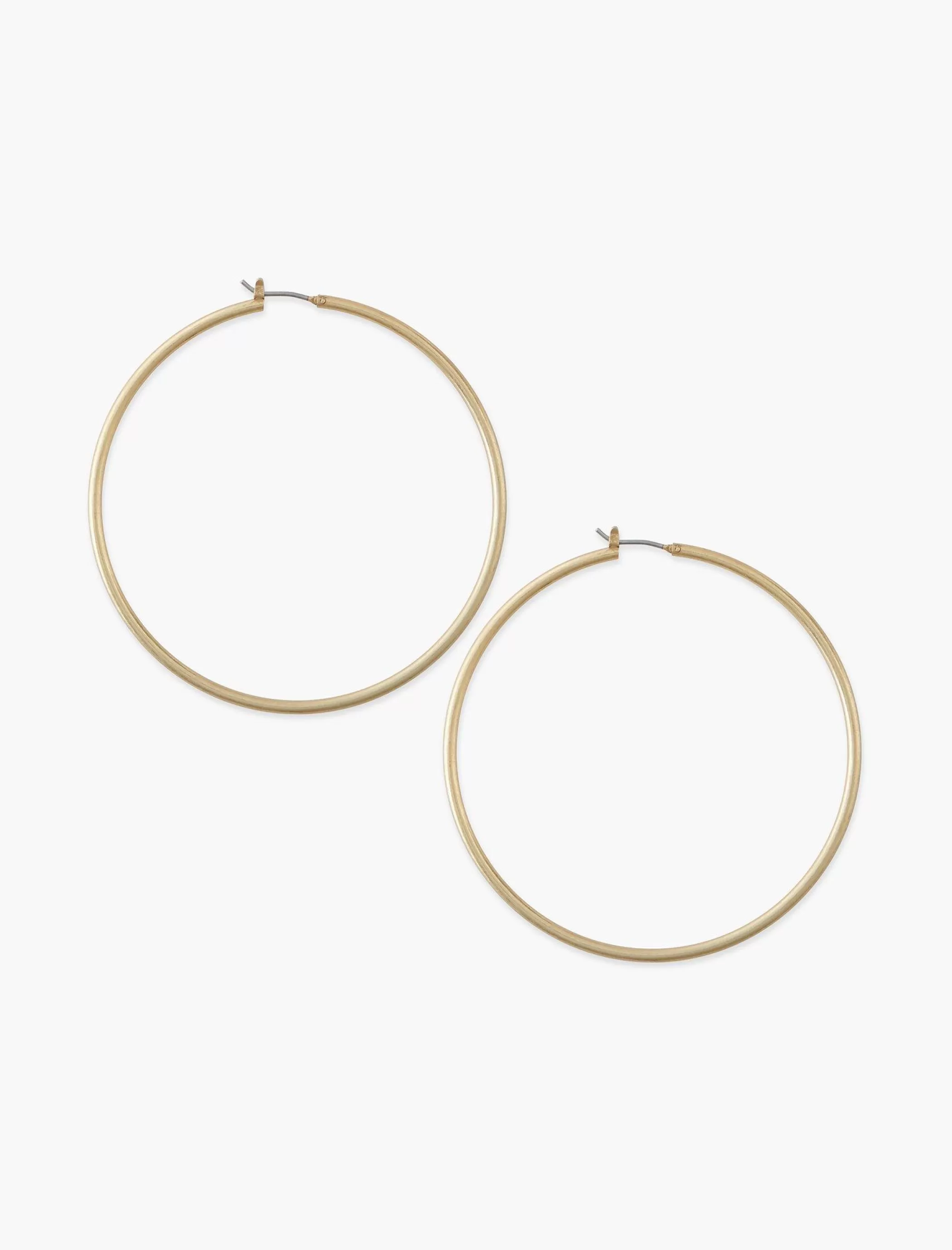 Lucky Brand Jewelry*large skinny hoop earrings gold