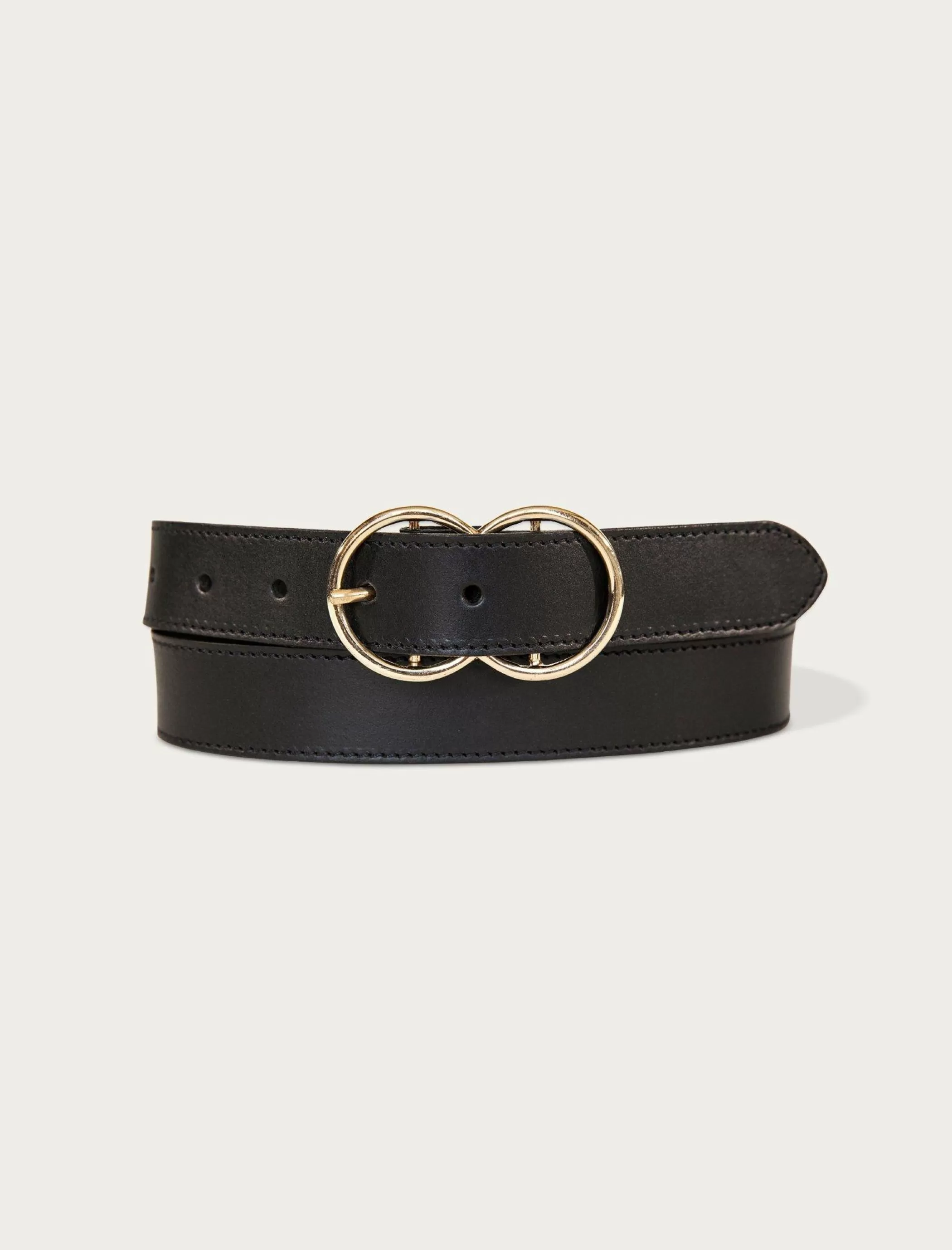 Lucky Brand Belts*leather belt with double ring buckle black