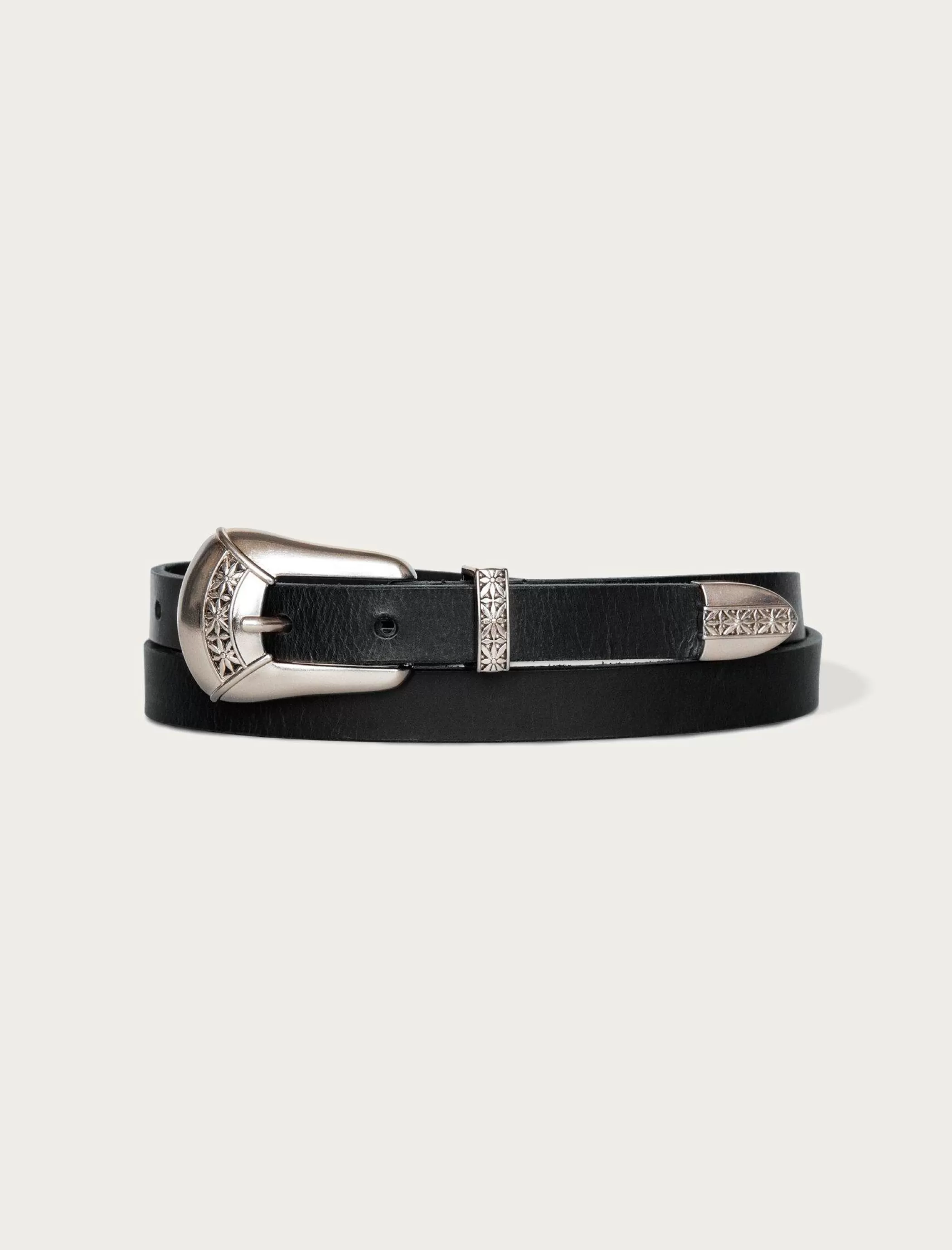 Lucky Brand Belts*leather belt with western buckle set black