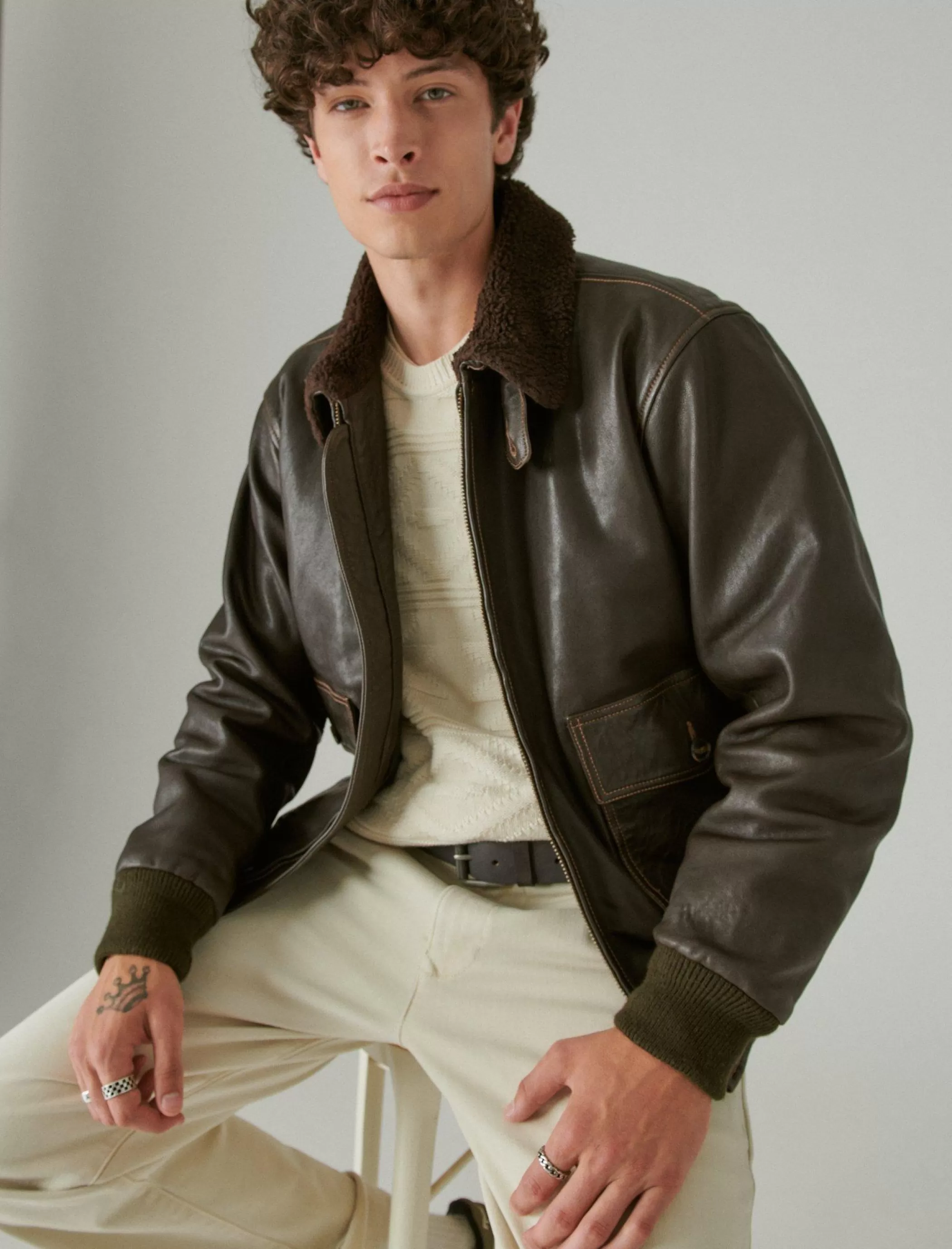 Lucky Brand Jackets & Outerwear*leather flight jacket brown