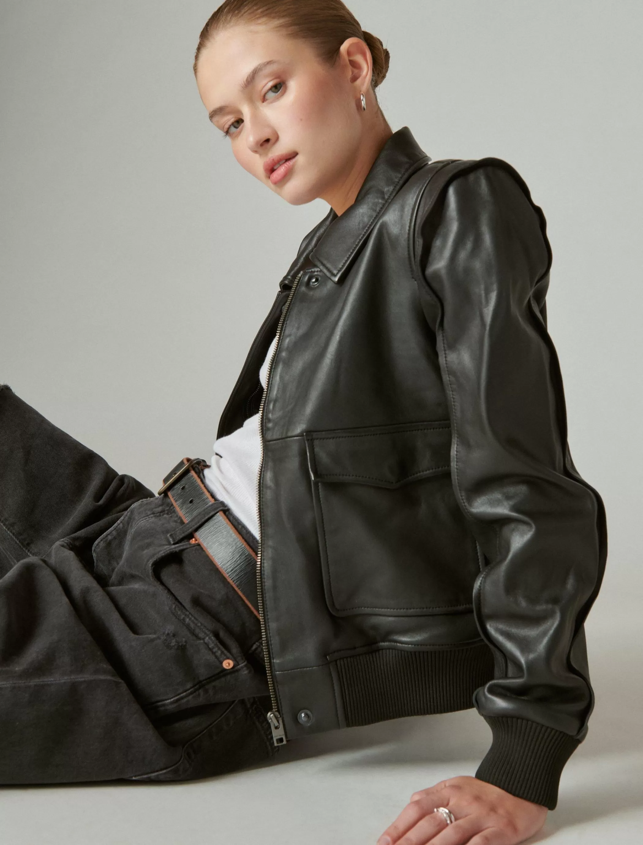 Lucky Brand Jackets & Outerwear*leather flight jacket 001 lucky black