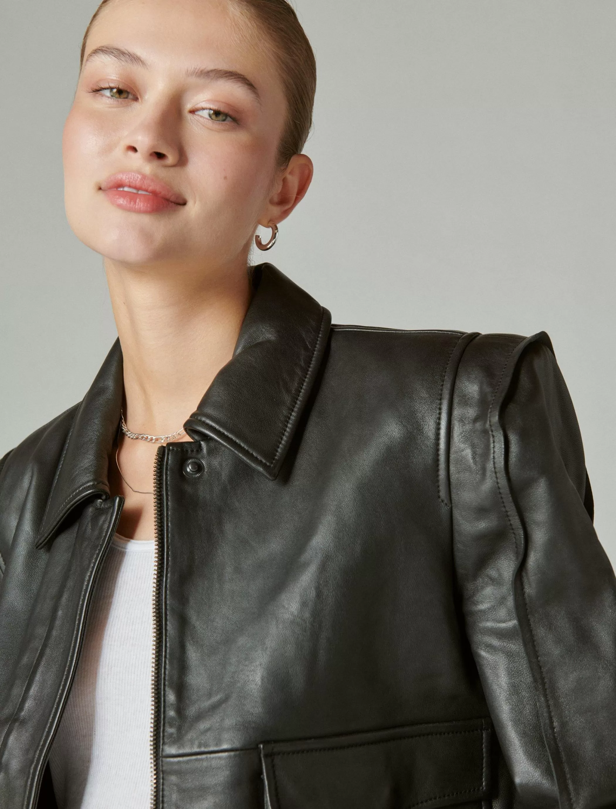 Lucky Brand Jackets & Outerwear*leather flight jacket 001 lucky black