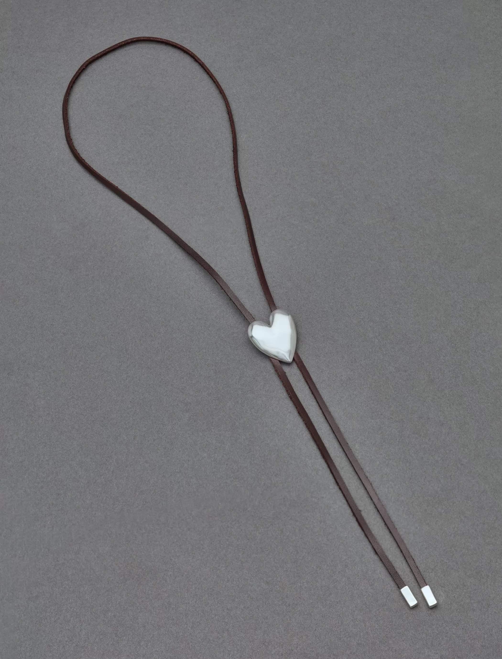 Lucky Brand Jewelry*leather heart bolo silver