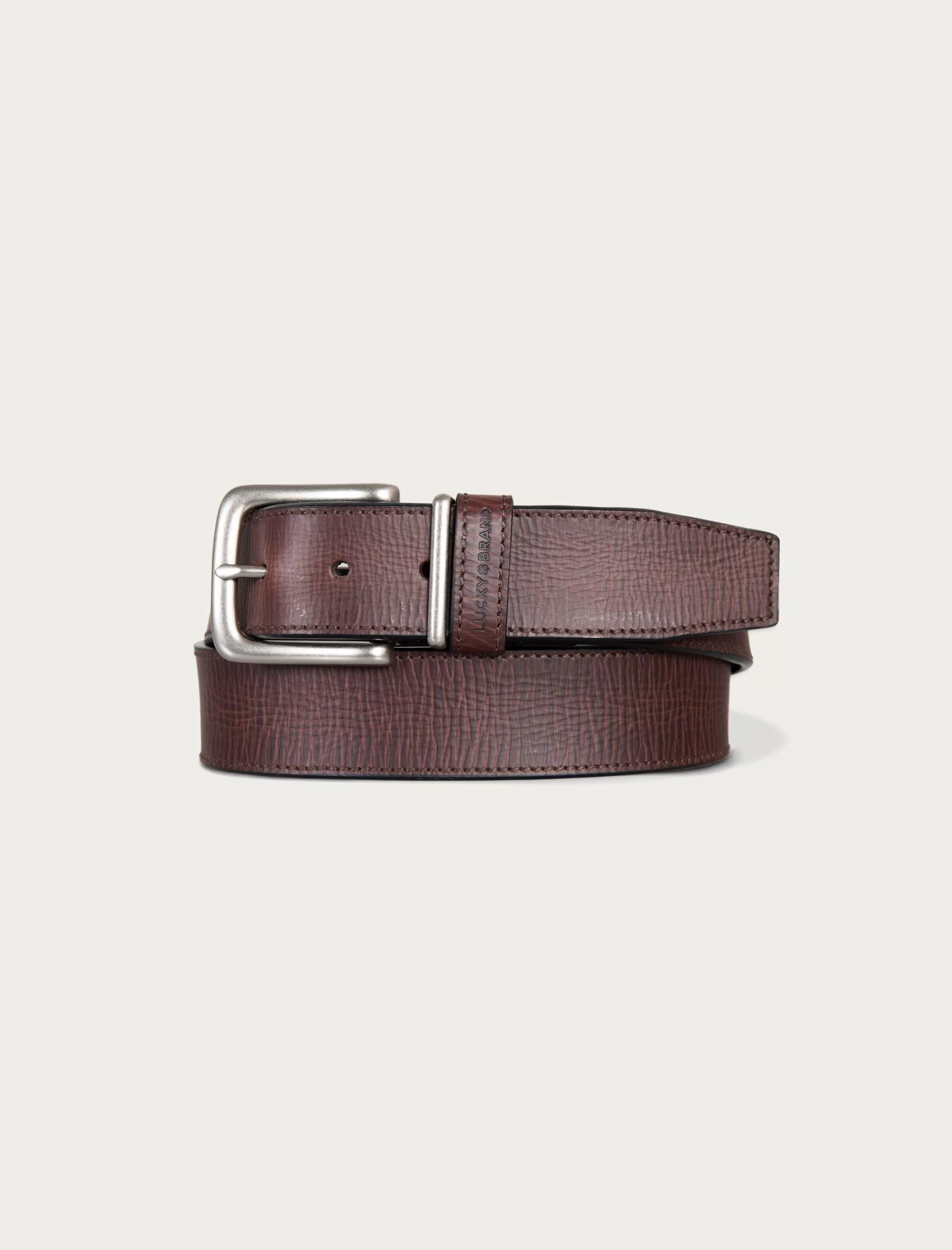 Lucky Brand Belts*leather jean belt with metal and leather keeper dark brown