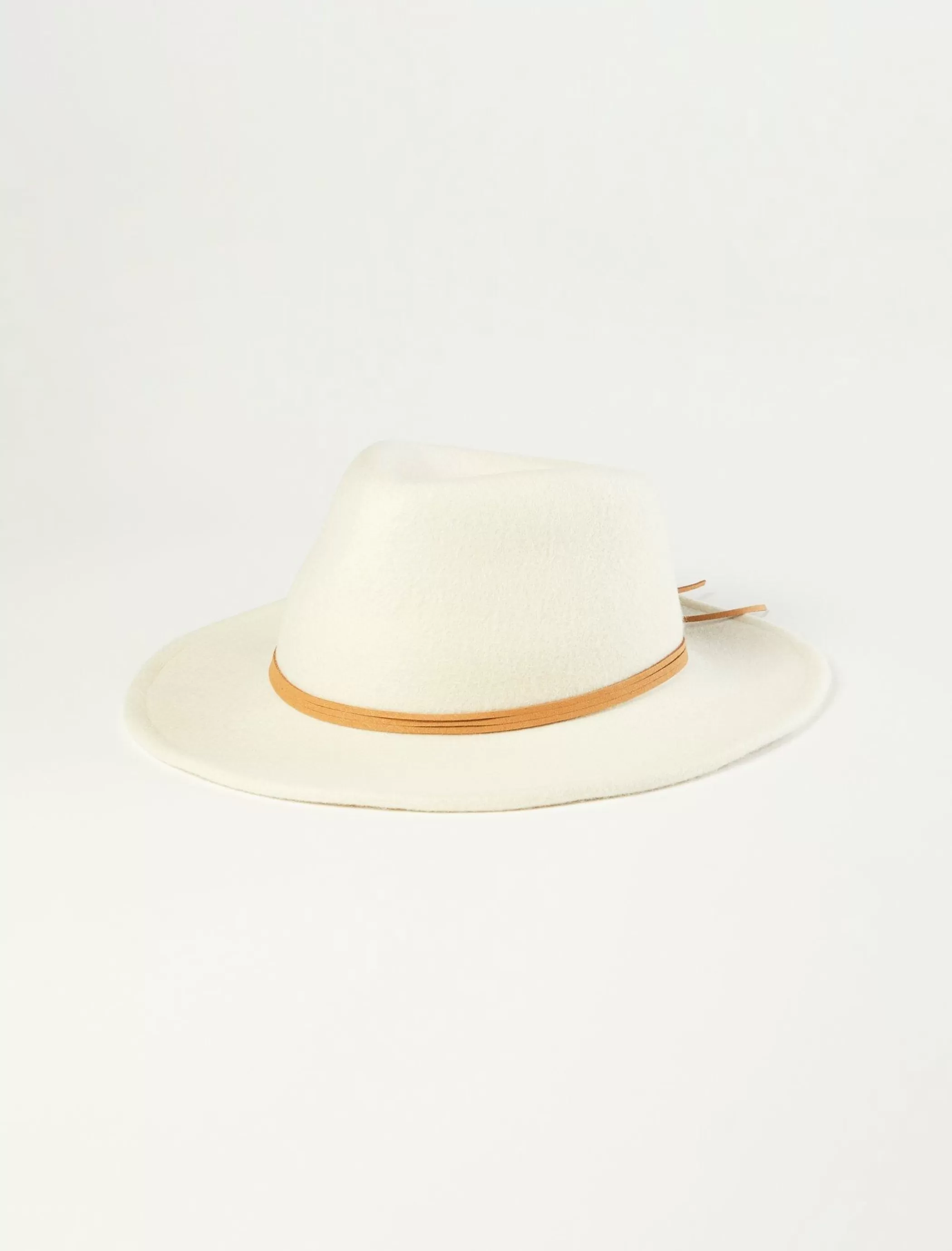 Lucky Brand Hats*leather tie cowboy hat open white/natural