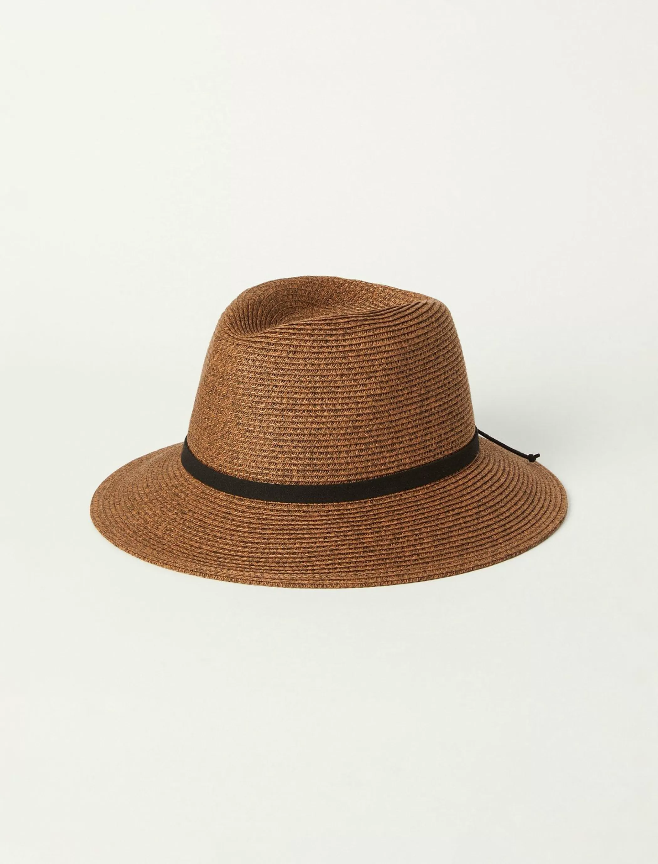 Lucky Brand Hats*leather tie straw hat dark brown