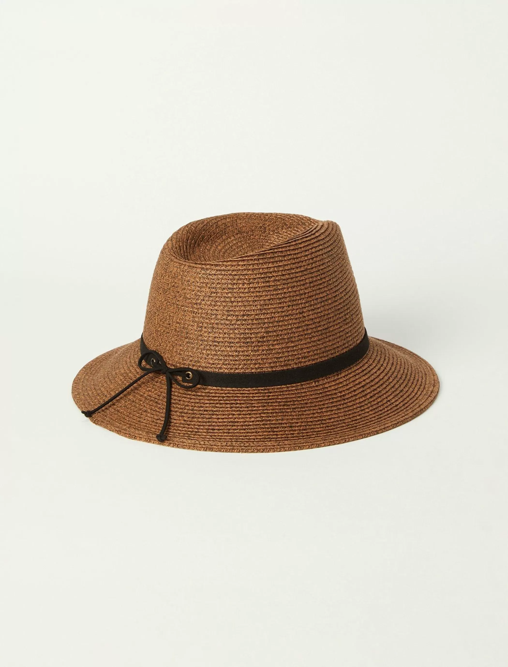 Lucky Brand Hats*leather tie straw hat dark brown