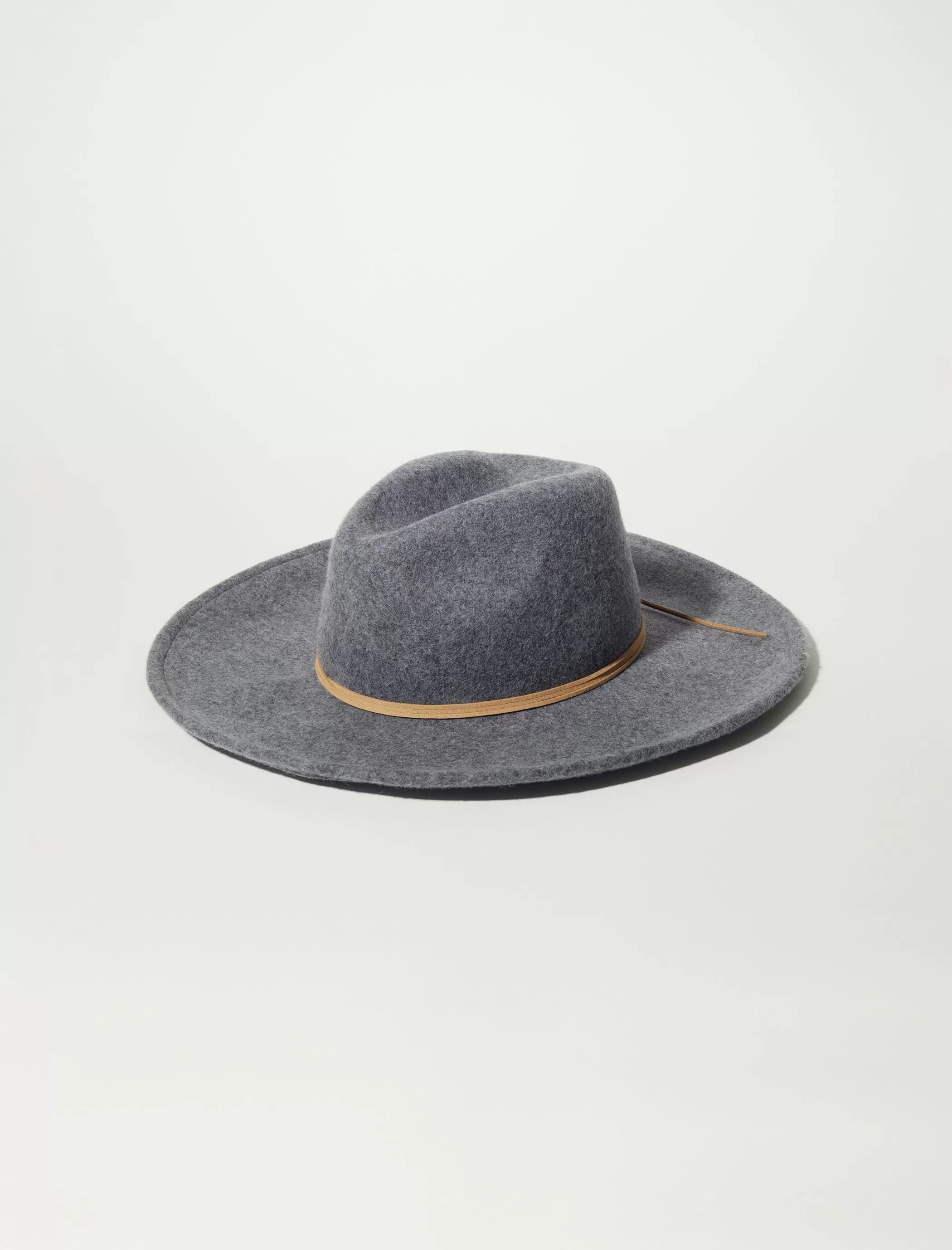 Lucky Brand Hats*leather tie wool ranger medium light grey