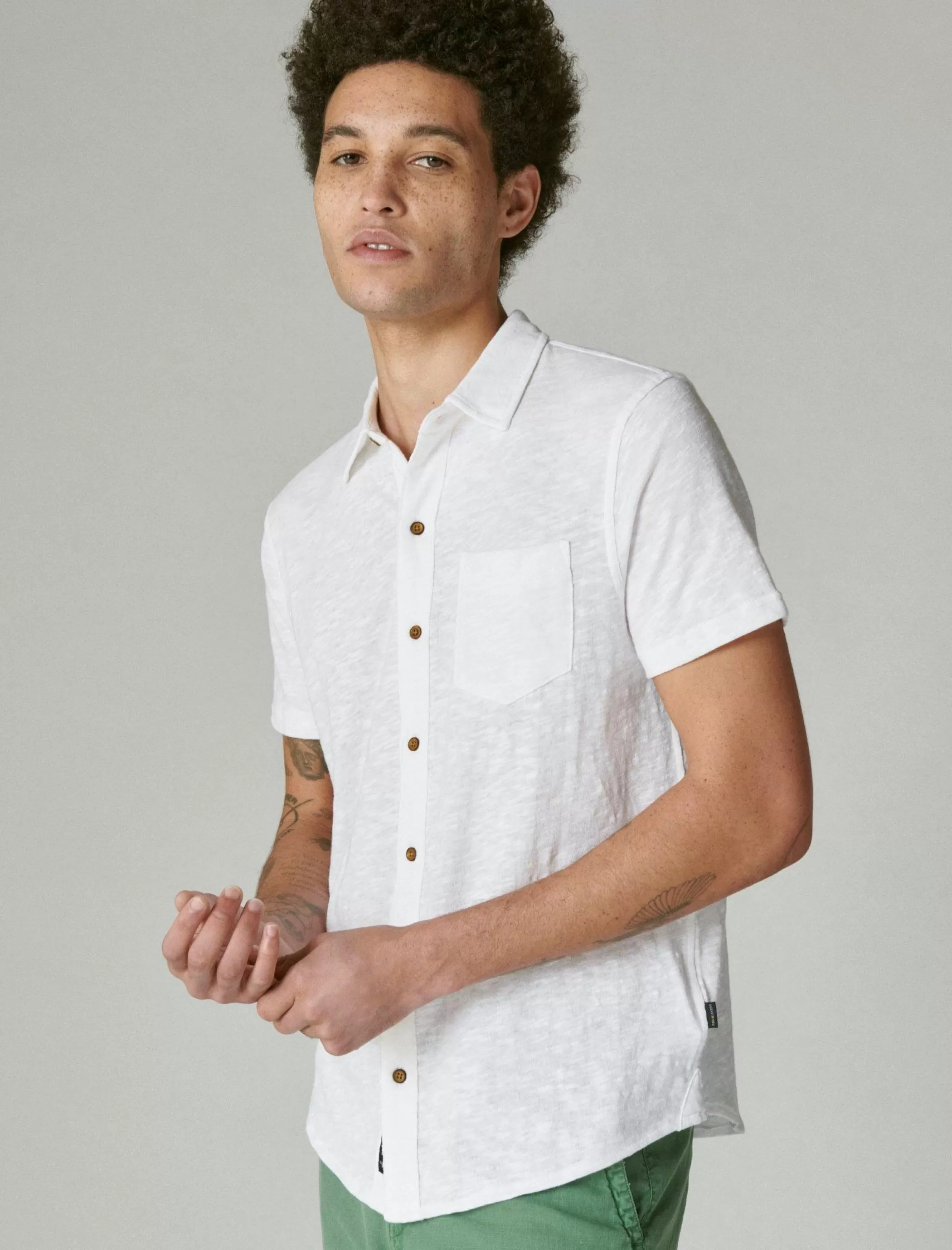 Lucky Brand Button-Downs*linen button up shirt bright white